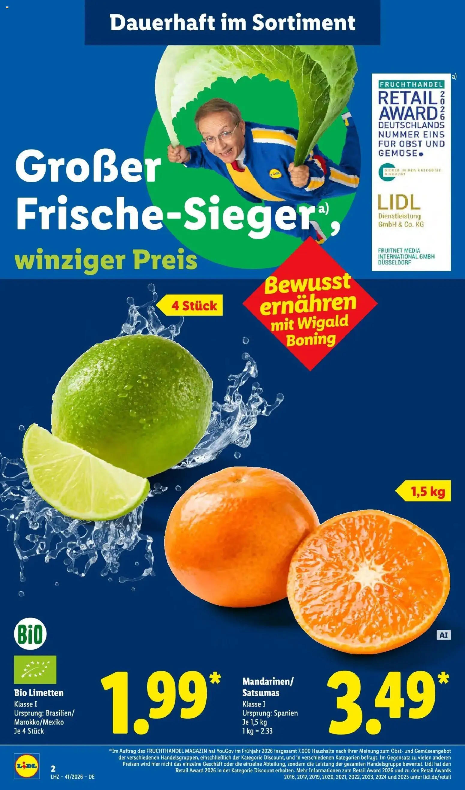 Lidl Prospekt Weikersheim (ab 05.10.2026) zum Blättern » Angebote | Seite: 2 | Produkte: Limetten, Gemüse, Obst, Magazin