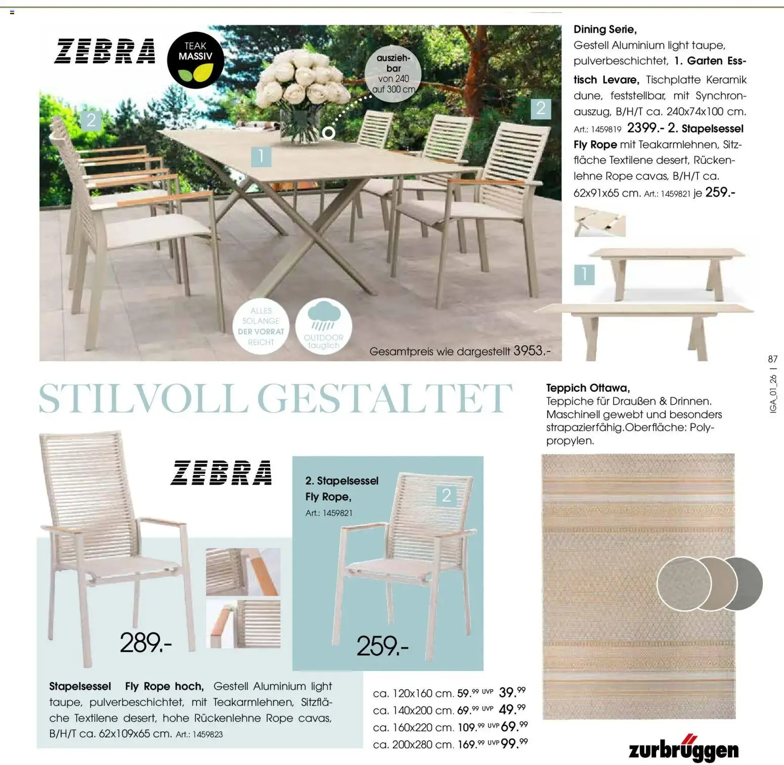 Zurbrüggen Garten Unna – gültig ab 19.03.2025 | Seite: 87 | Produkte: Tisch, Teppich