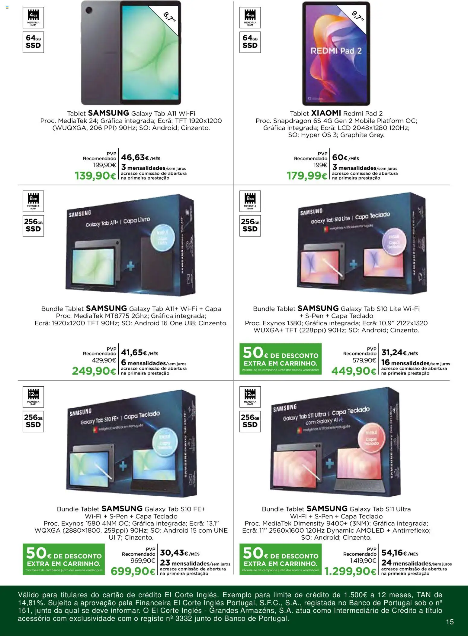 El Corte Ingles Regresso as Aulas │ válido de 28/08/2026 | Página: 15 | Produtos: Teclado, Banco, Tablet