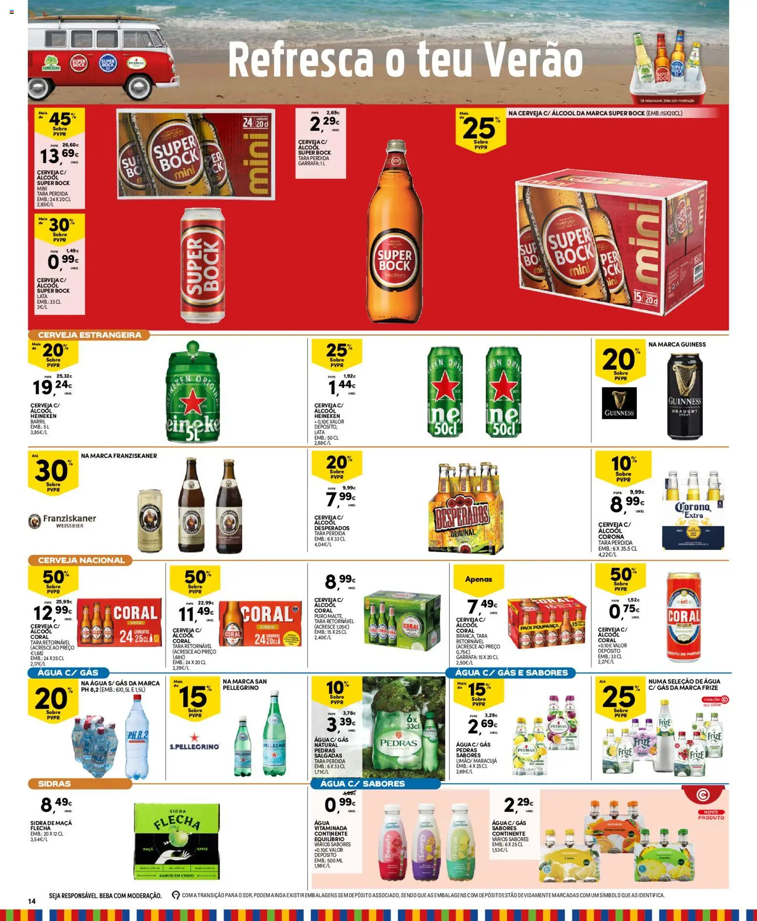Continente Madeira │ válido de 11/08/2026 | Página: 14 | Produtos: Agua, Super bock, Desperados, Álcool