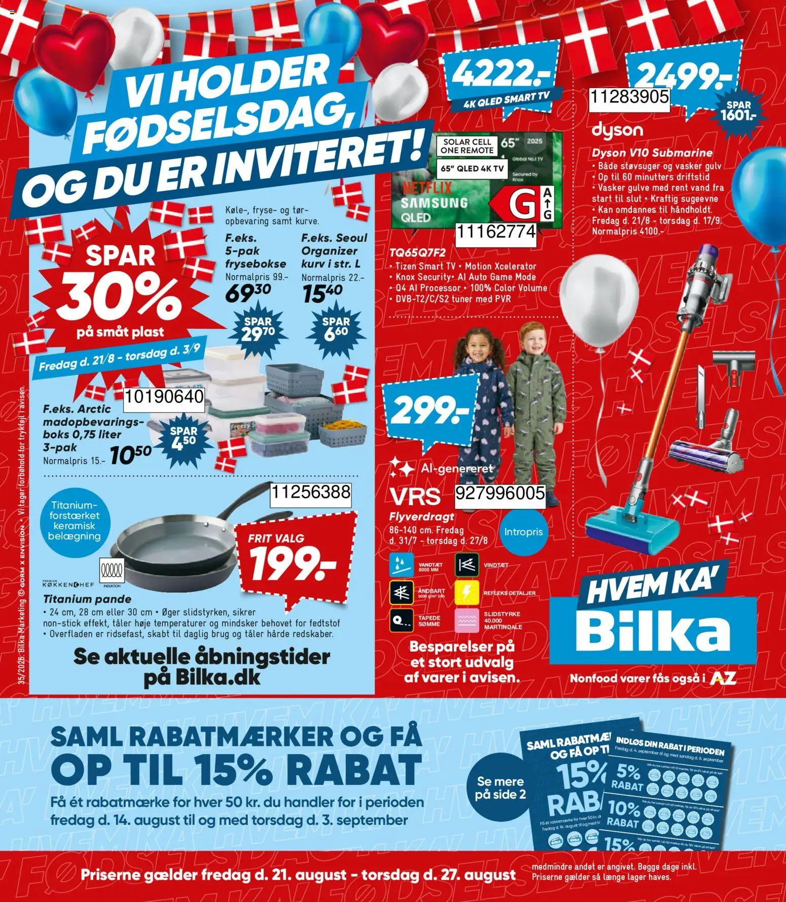Bilka tilbudsavis – gyldig fra 21/08/2026 | Side: 1 | Produkter: Kurv, Smart TV, TV, Støvsuger