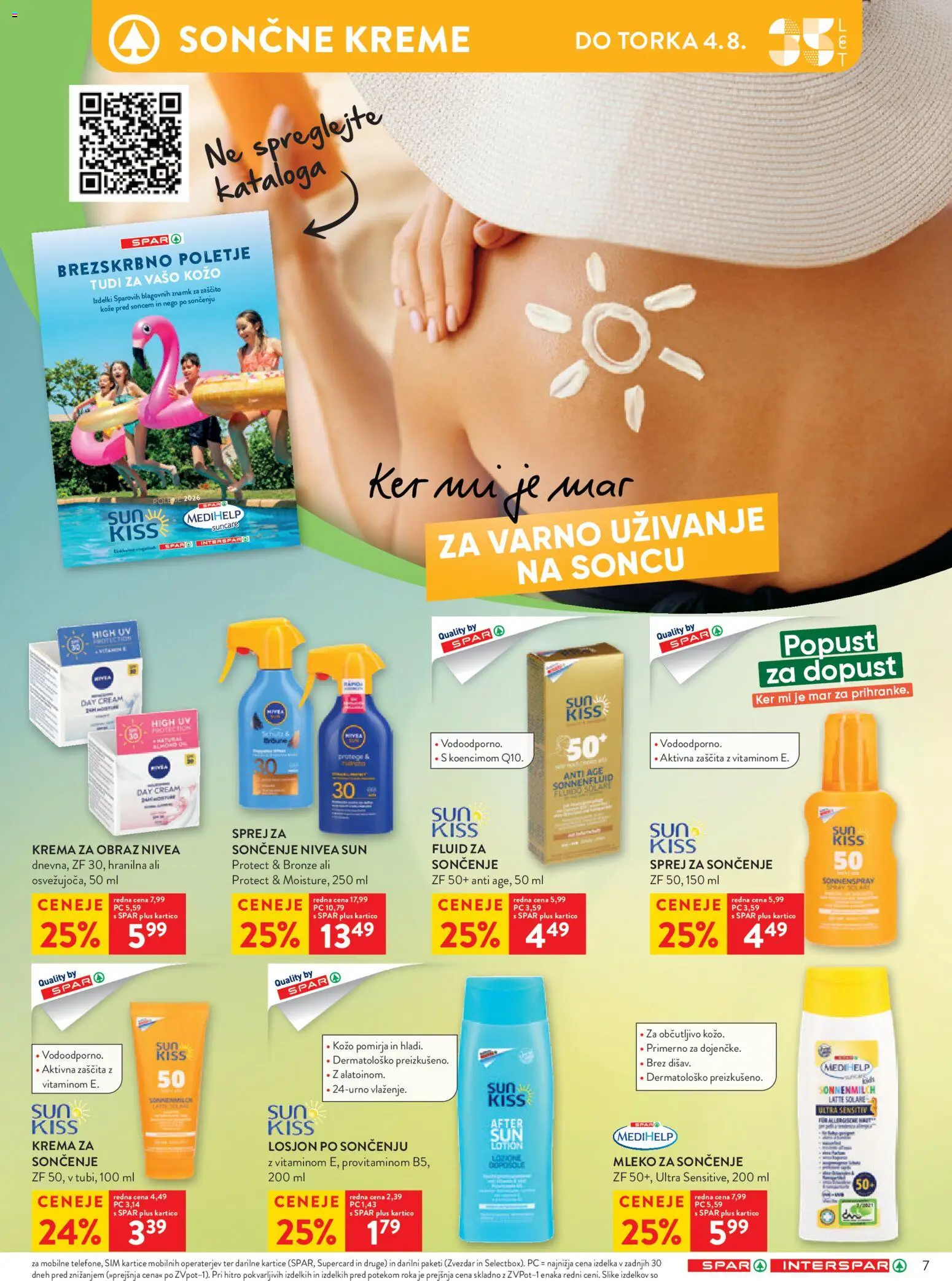 Novi Spar katalog ponudbe – veljaven od 27.07.2026 | Stran: 34 | Izdelki: Krema, Mleko, Krema za obraz