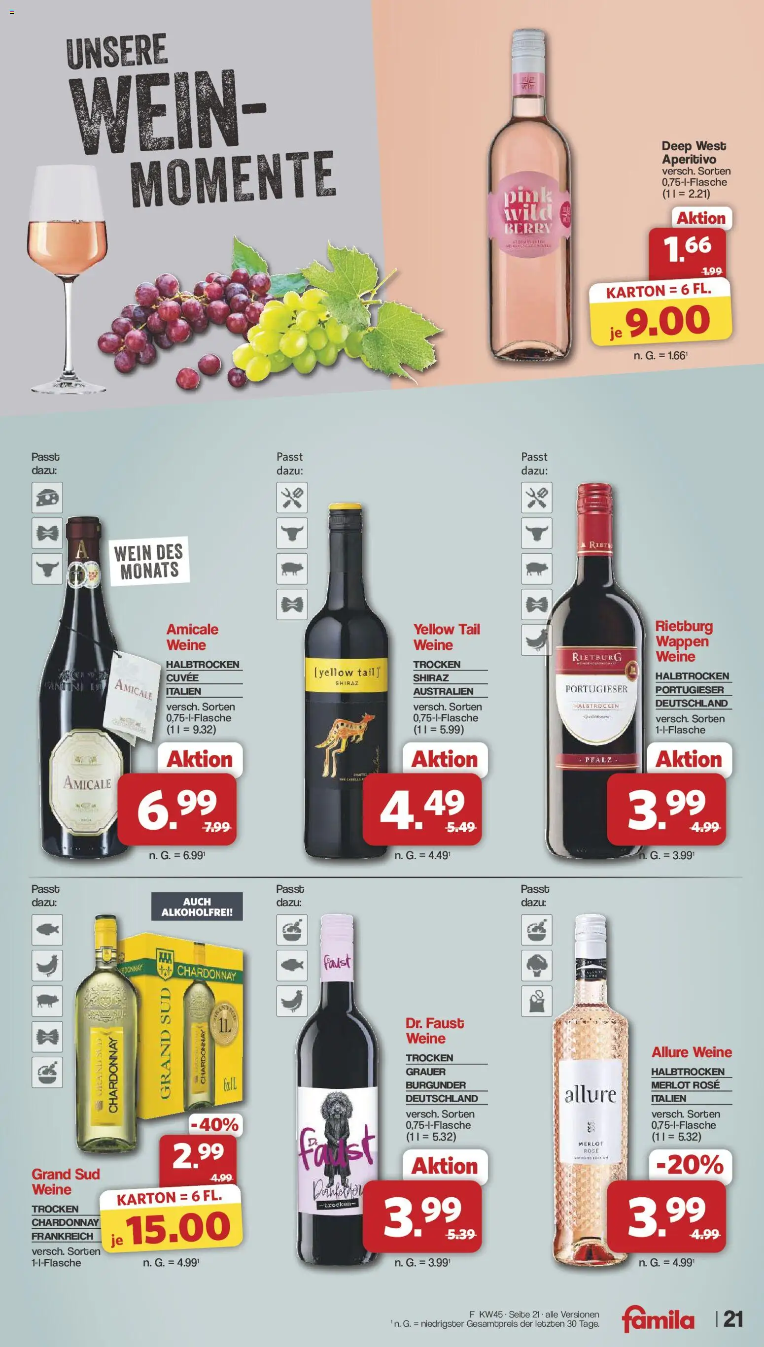 Famila Nordwest Kusten Days – gültig ab 02.11.2026 | Seite: 21 | Produkte: Merlot, Grand sud, Wein