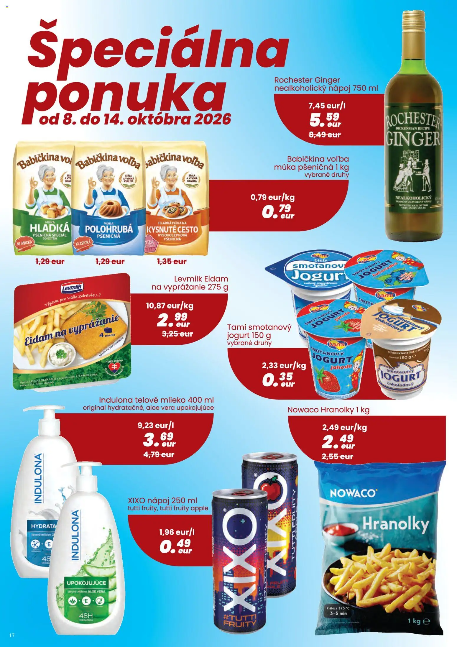 Nové Nitrazdroj akcie – leták je platný od 01.10.2026 | Strana: 17 | Produkty: Fritéza, Aloe Vera, Telové mlieko, Hladká múka
