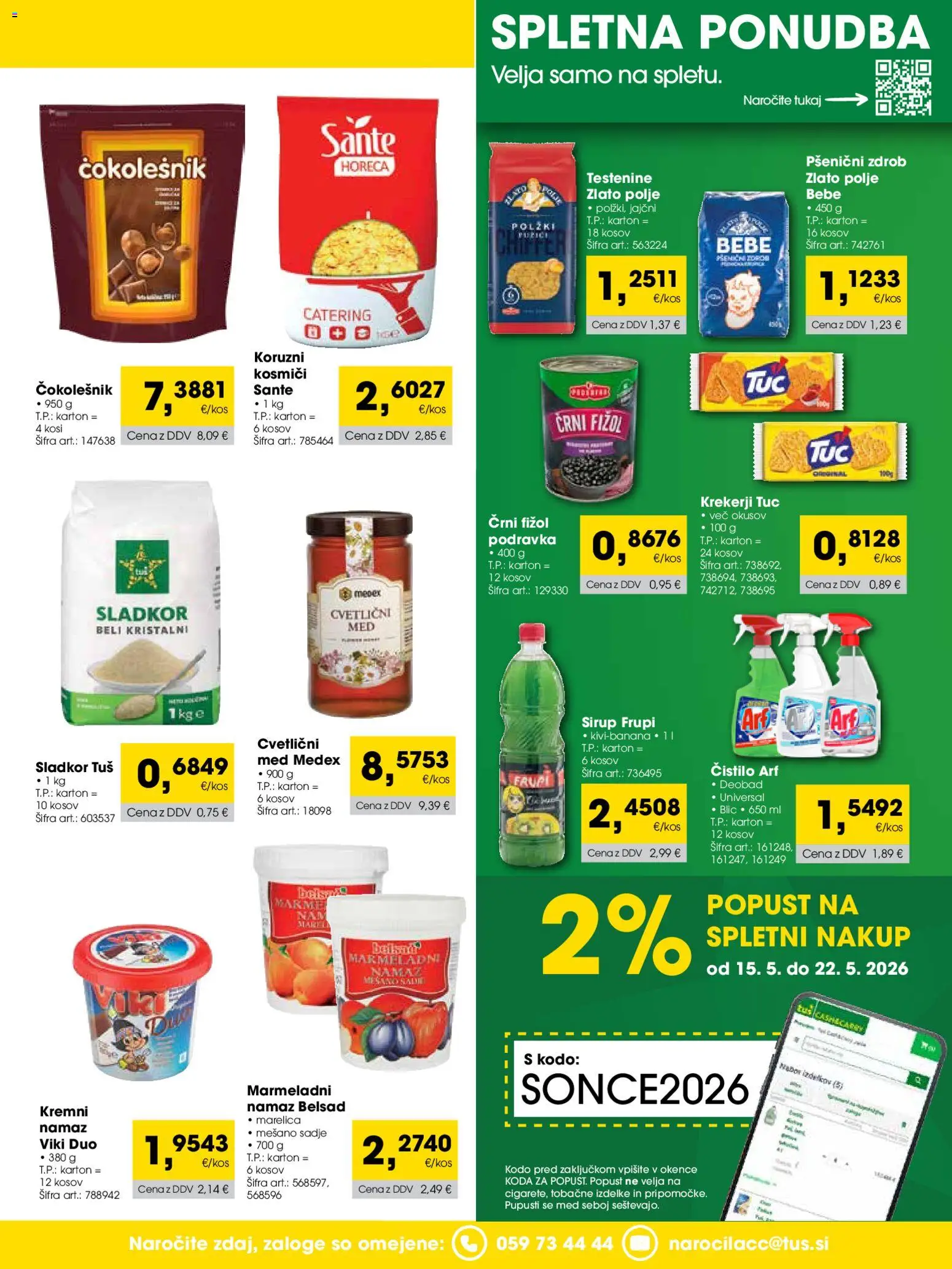 Novi Tuš katalog ponudbe – veljaven od 01.05.2026 | Stran: 9 | Izdelki: Kosmici, Testenine, Sadje, Sladkor