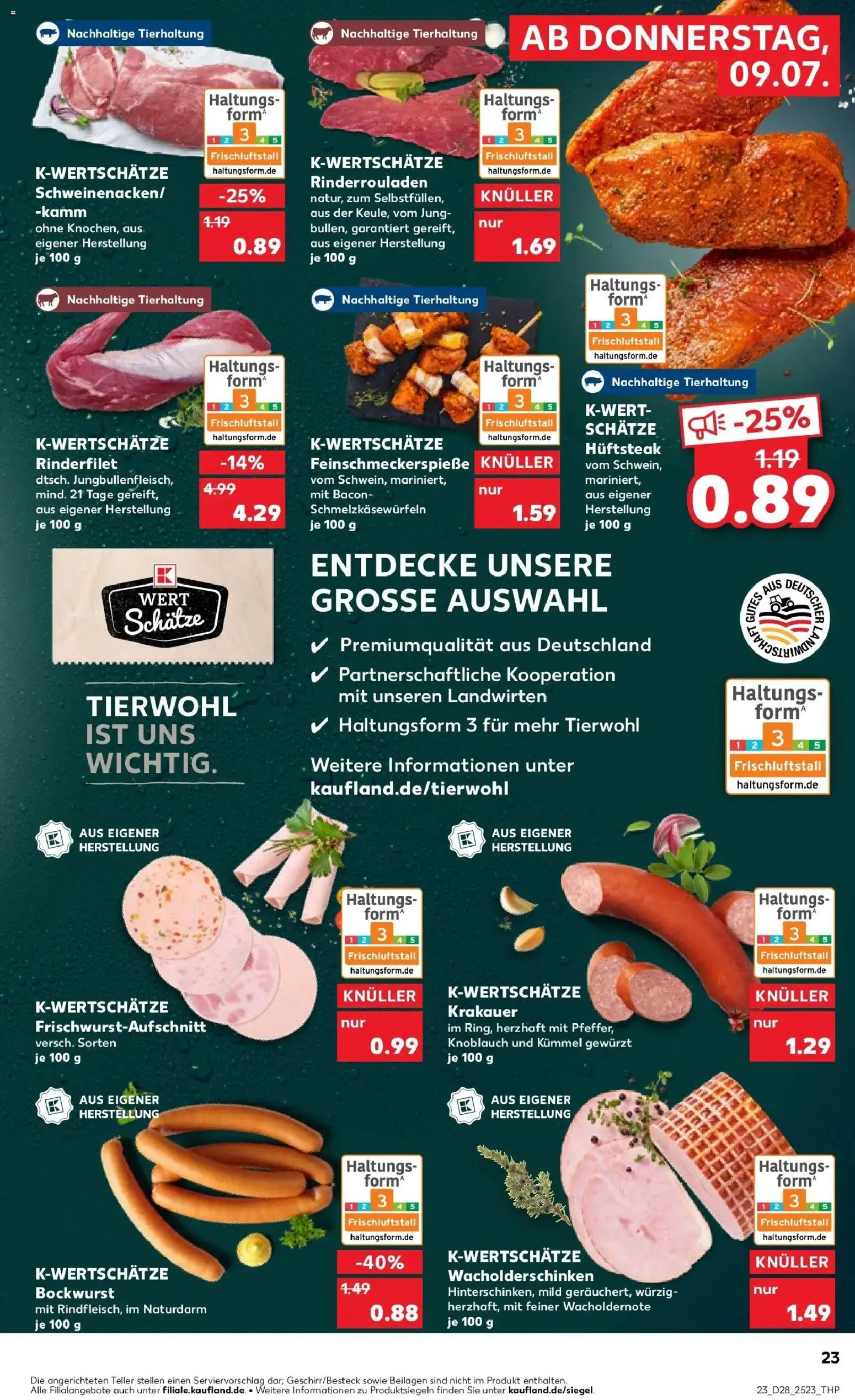 Kaufland Prospekt Oppenheim – gültig ab 09.07.2026 | Seite: 23 | Produkte: Beilagen, Rinderrouladen, Bockwurst, Knoblauch