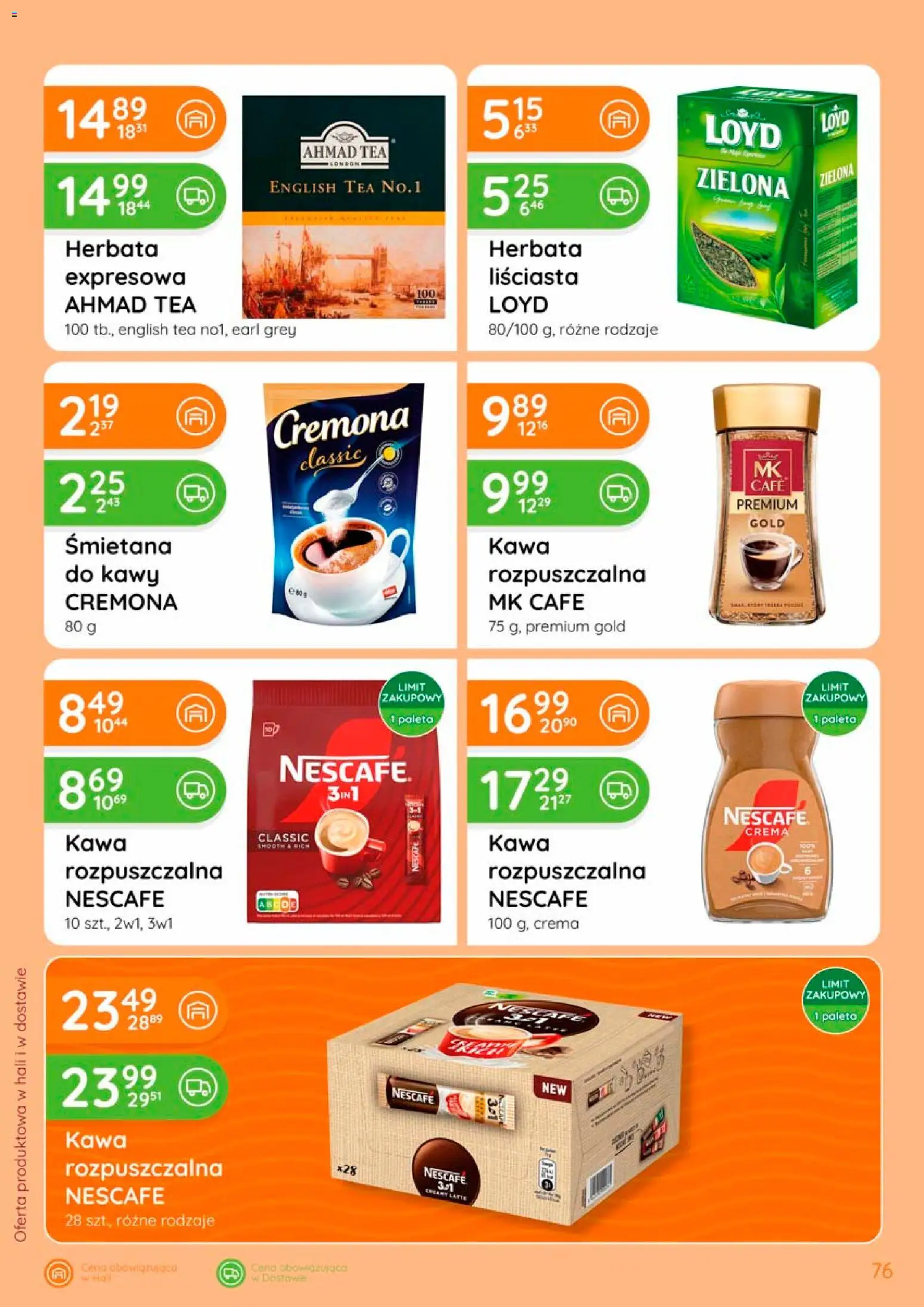 Eurocash gazetka od 17.09.2026 | Strona: 76 | Produkty: Zielona herbata, Earl Grey, Kawa rozpuszczalna, Śmietana