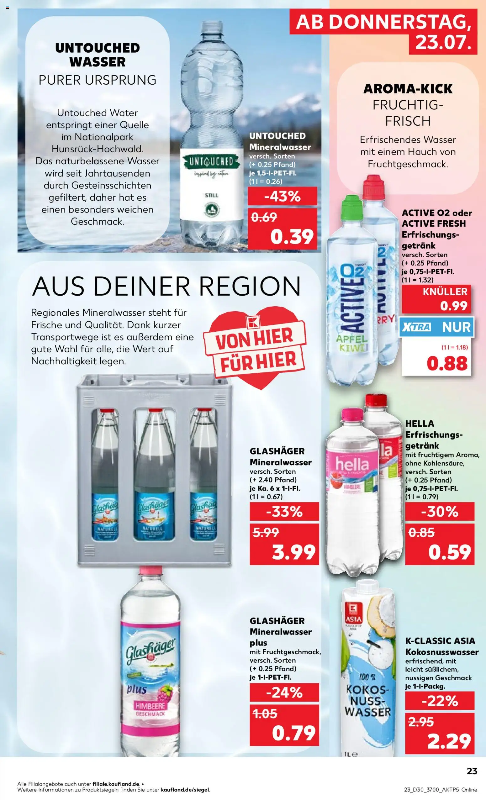 Kaufland Prospekt Rostock – gültig ab 23.07.2026 | Seite: 23 | Produkte: Äpfel, Mineralwasser, Wasser, Himbeere