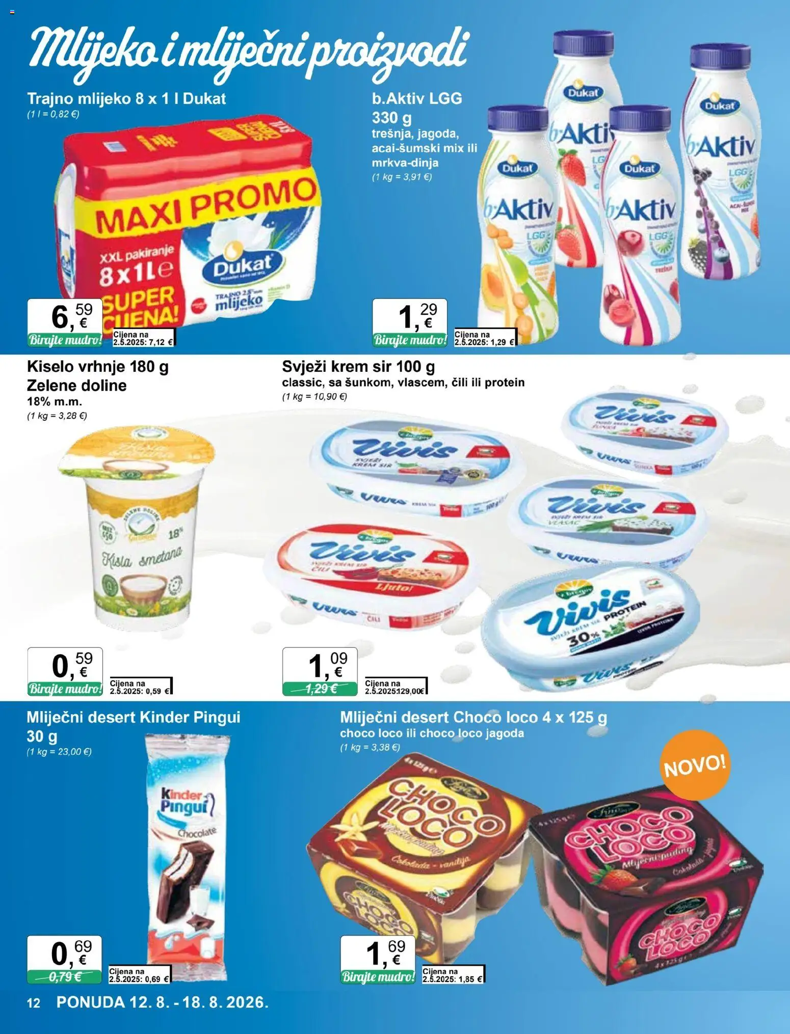 KTC katalog | vrijedi od 12.08.2026 | Stranica: 12 | Proizvodi: Protein, Čokolada, Kiselo vrhnje, Trajno mlijeko