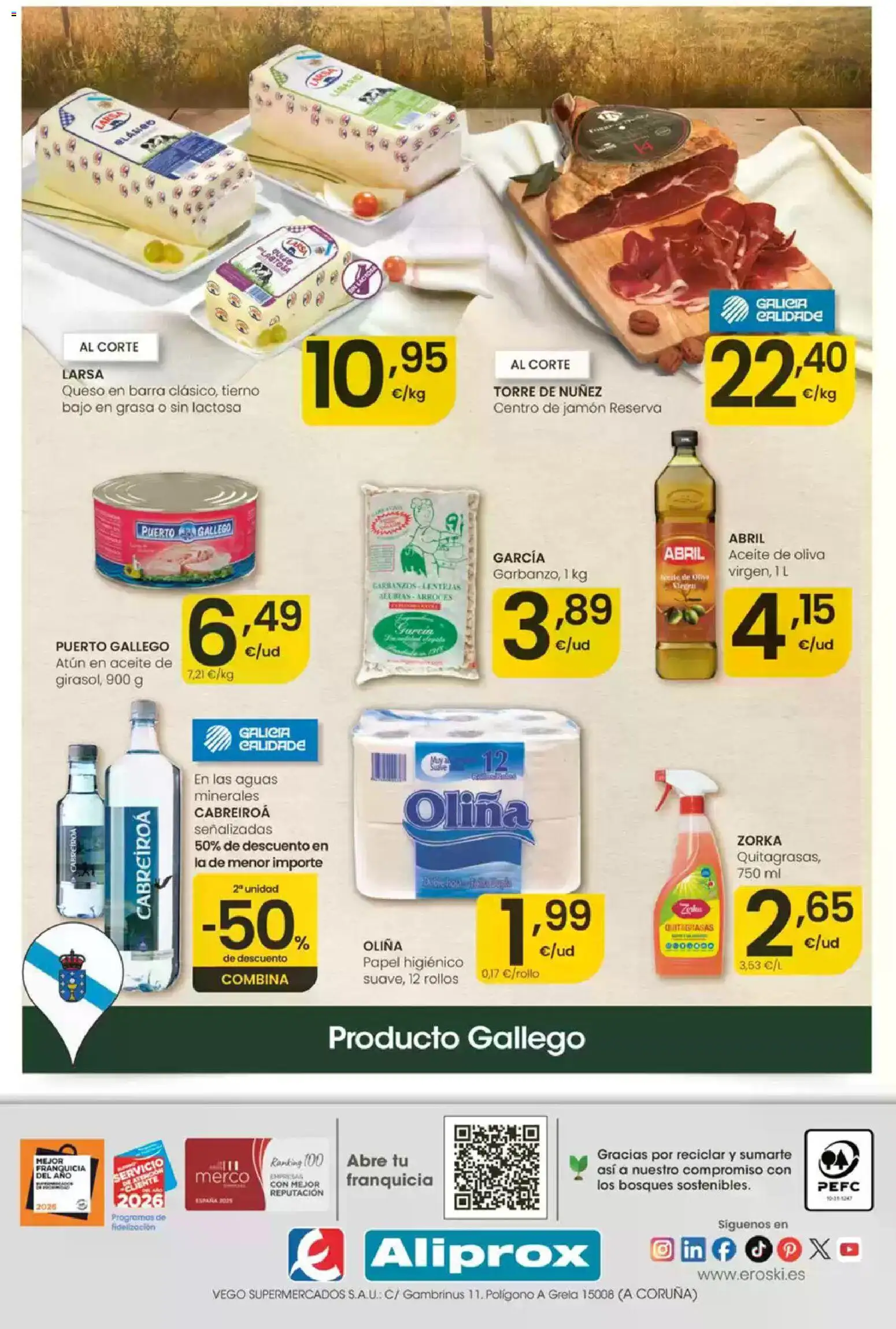 Eroski folleto │ válido desde el 16/07/2026 | Página: 8 | Productos: Queso, Jamón, Papel higienico, Aceite de oliva