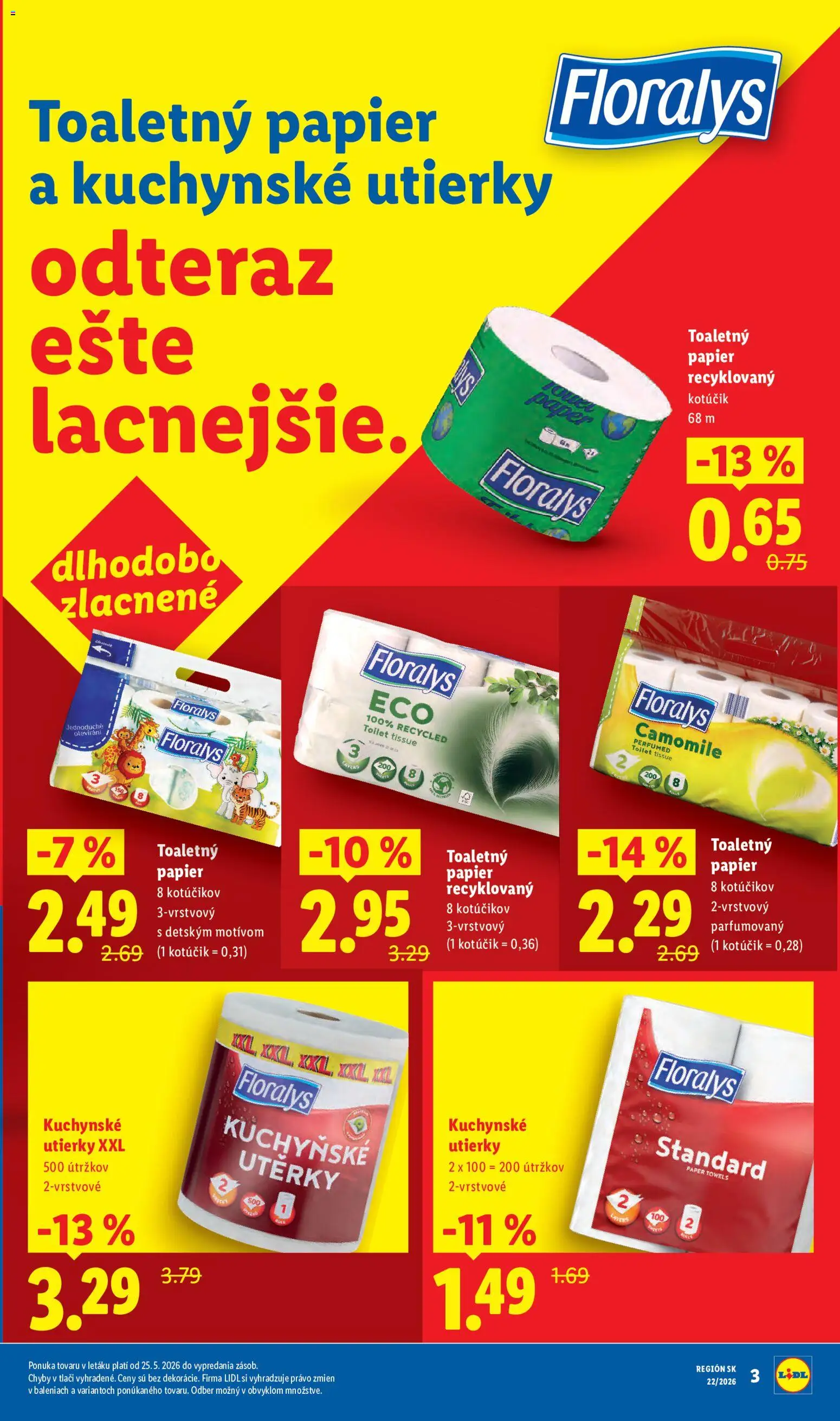Nové Lidl akcie – leták je platný od 25.05.2026 | Strana: 3 | Produkty: Toaletný papier
