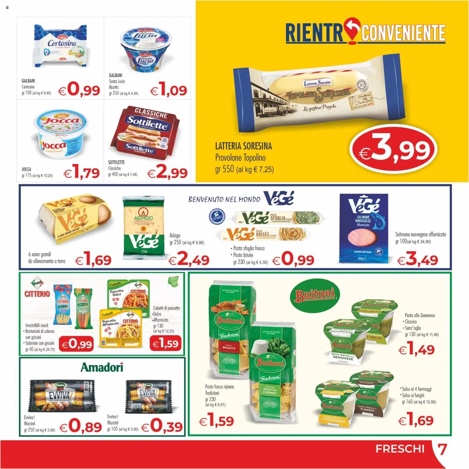 Volantino MerSi Supermercati del 26/08/2026 | Pagina: 7 | Prodotti: Uova, Salsa, Formaggio, Grissini