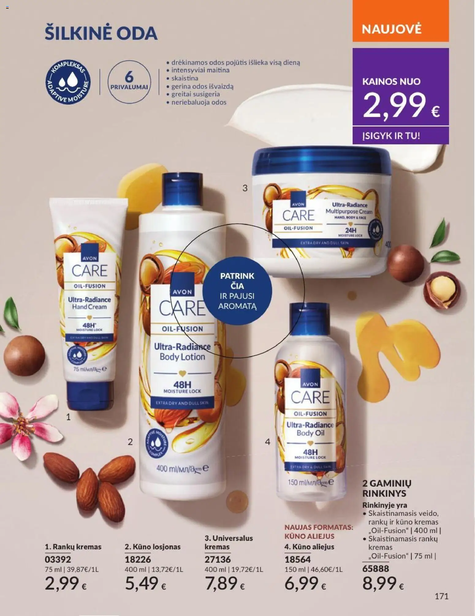 AVON akcijos nuo 2026.07.01 | Puslapis: 171 | Prekių: Kremas, Aliejus, Kūno kremas