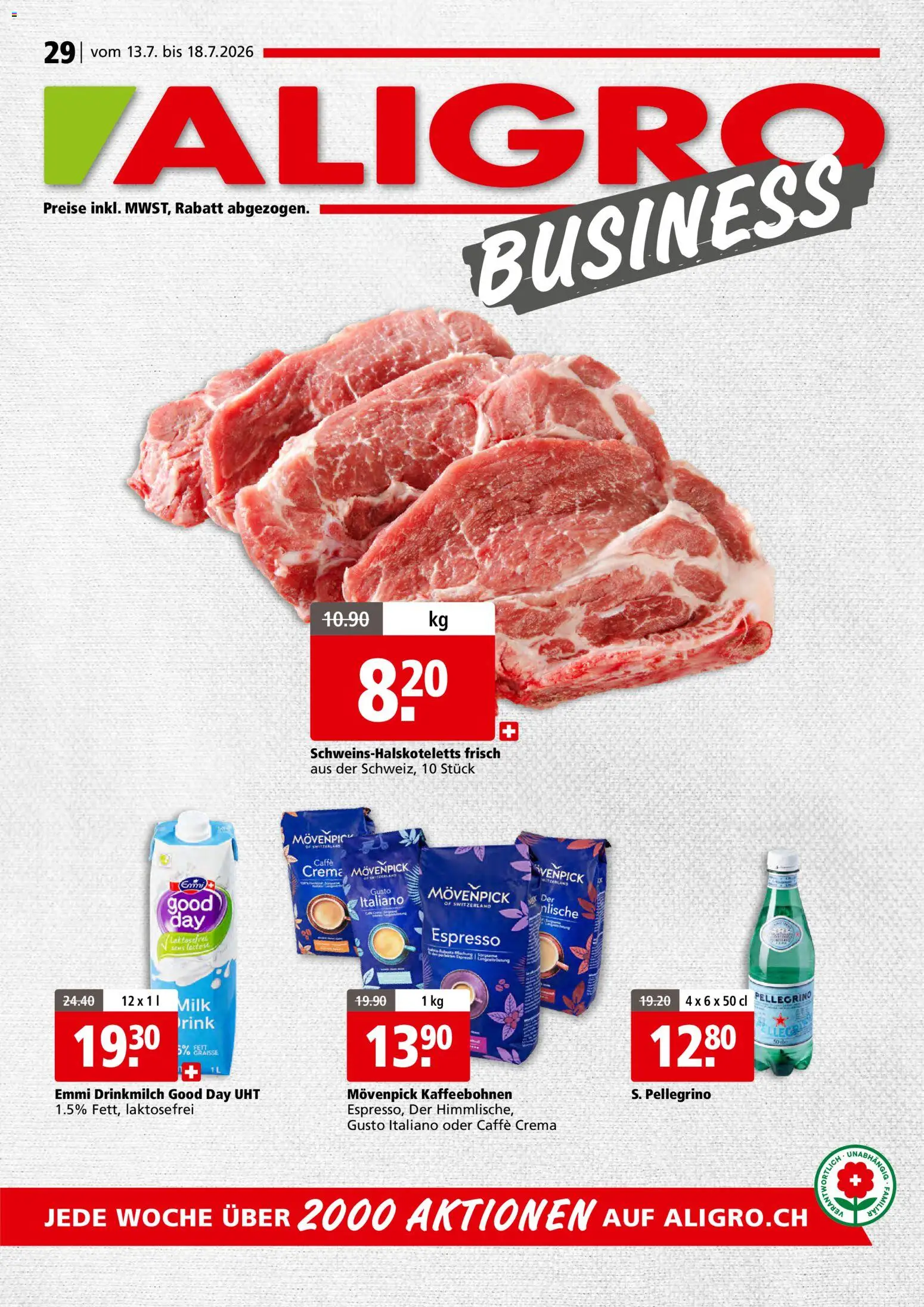 Aligro aktionen Business Chavannes, Matran, Genf, Sitten – gültig ab 13.07.2026 | Seite: 1
