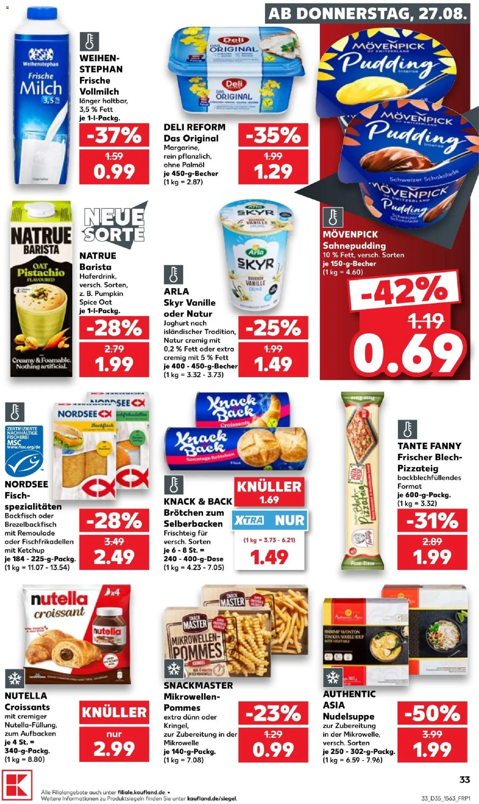Kaufland Prospekt Kiel – gültig ab 27.08.2026 | Seite: 33 | Produkte: Milch, Joghurt, Skyr, Nutella
