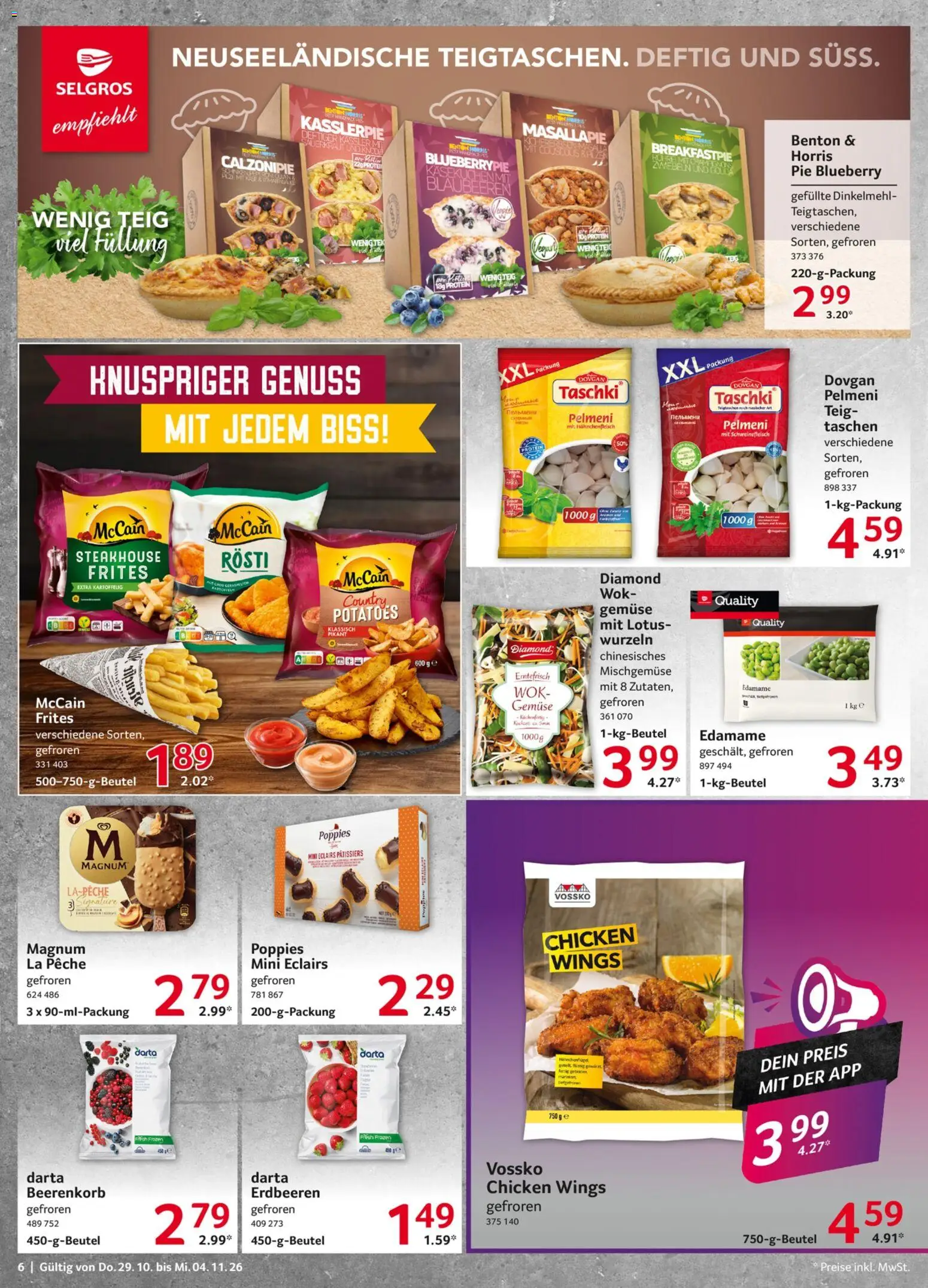 Selgros Prospekt – gültig ab 29.10.2026 | Seite: 6 | Produkte: McCain, Zwiebeln, Erdbeeren, Fleisch