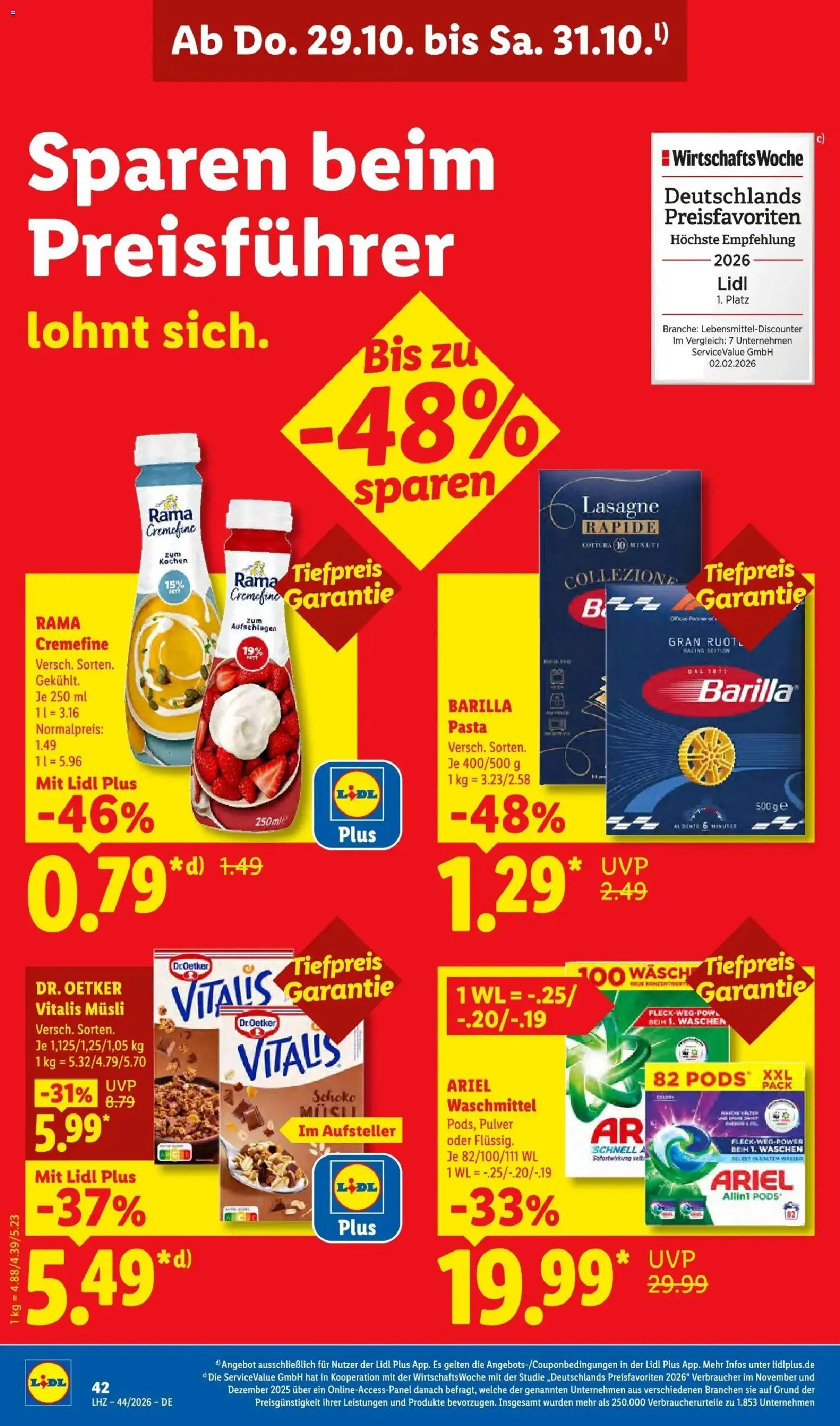 Lidl Prospekt Weikersheim (ab 26.10.2026) zum Blättern » Angebote | Seite: 64 | Produkte: Musli, Ariel, Barilla, Pasta