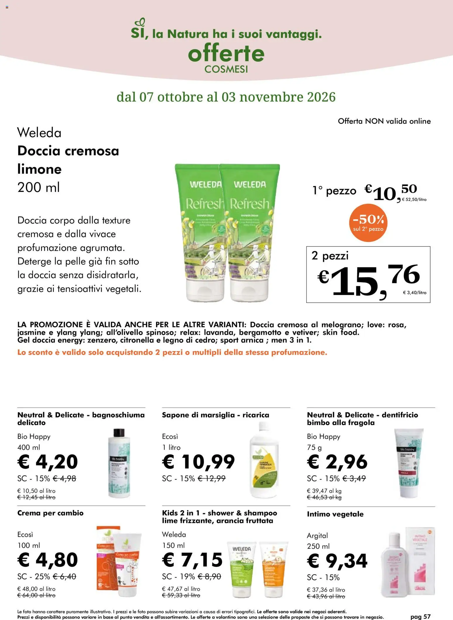 Volantino Natura Sì del 07/10/2026 | Pagina: 57 | Prodotti: Shampoo, Sapone, Limone, Doccia