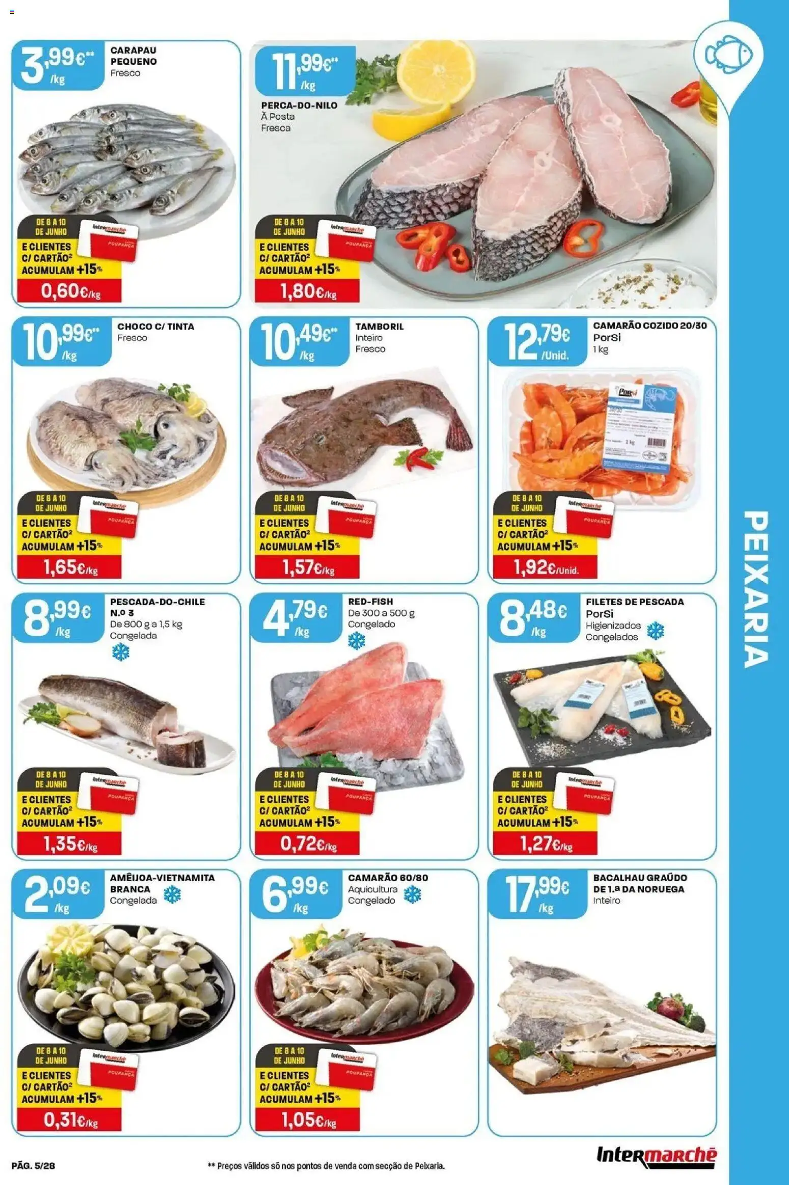Intermarché folheto │ válido de 04/06/2026 | Página: 5 | Produtos: Bacalhau, Pescada, Tinta, Camarão