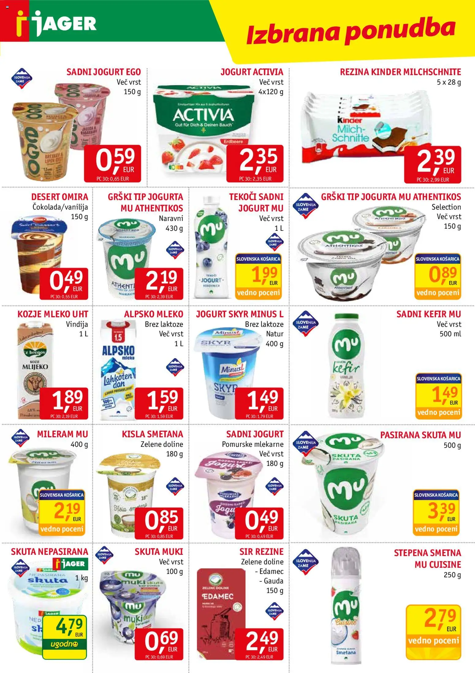 Novi Jager katalog ponudbe – veljaven od 15.07.2026 | Stran: 5 | Izdelki: Gauda, Mileram, Jogurt, Smetana