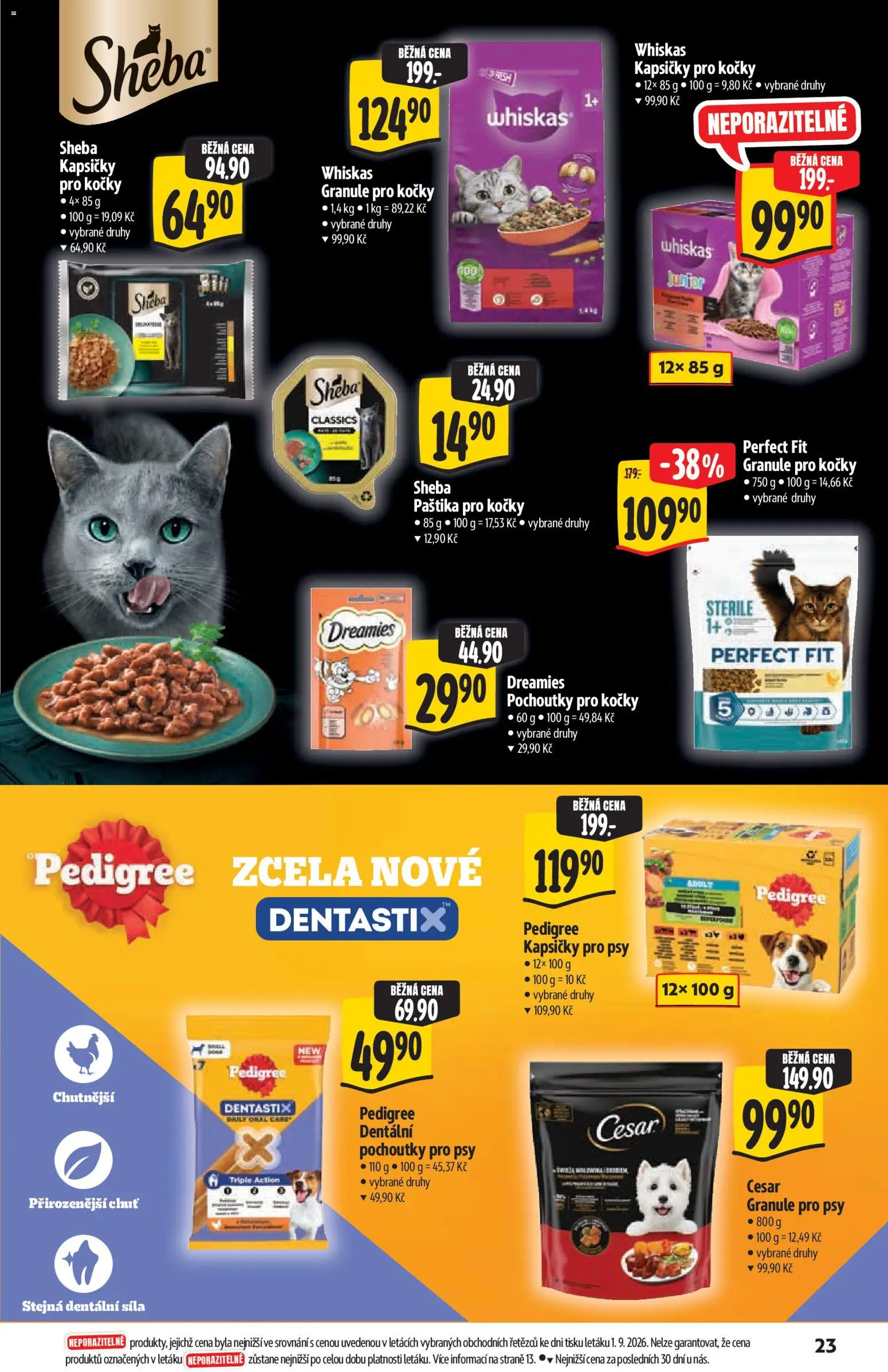 Albert katalog - Supermarket od 09.09.2026 | Strana: 23 | Produkty: Whiskas, Kapsičky pro kočky, Granule pro kočky, Kapsičky