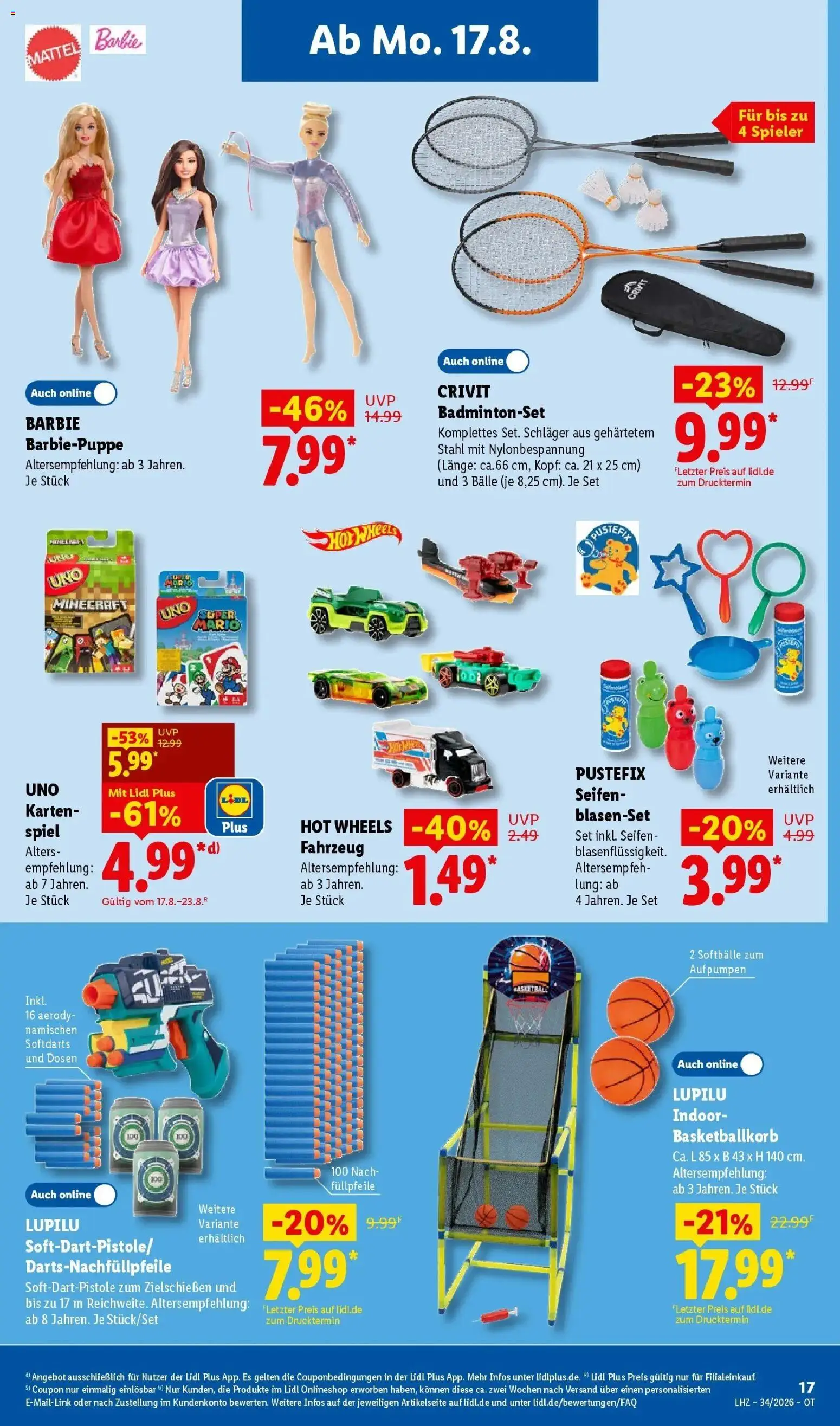 Lidl Prospekt Senftenberg – gültig ab 17.08.2026 | Seite: 35 | Produkte: Spiel, Badmintonset, Basketball
