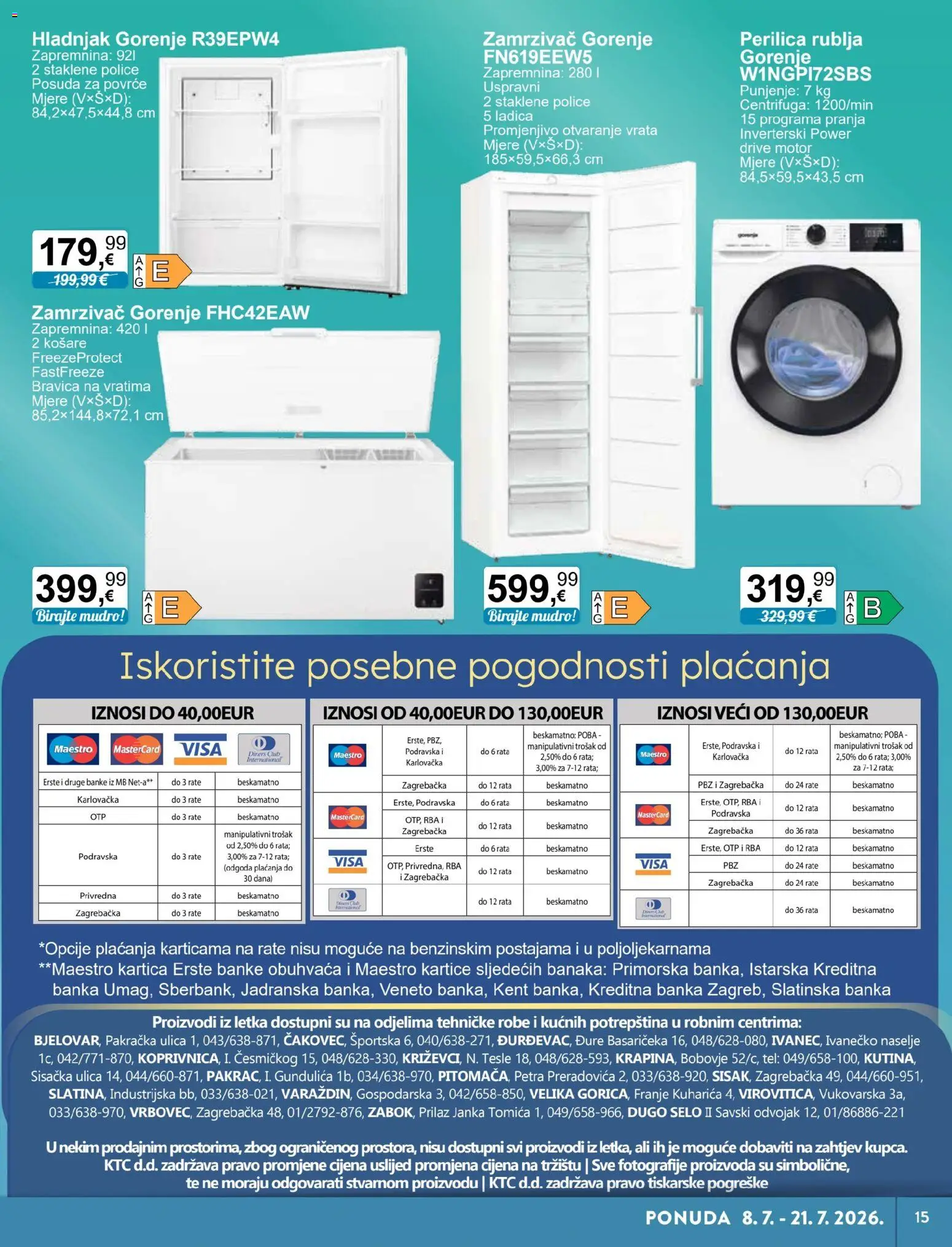 KTC katalog | vrijedi od 08.07.2026 | Stranica: 5 | Proizvodi: Perilica rublja, Povrće, Hladnjak, Zamrzivač