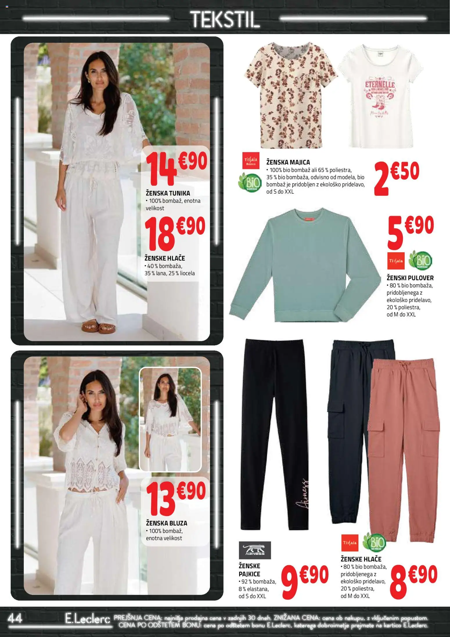 Novi E.leclerc katalog ponudbe – veljaven od 26.08.2026 | Stran: 44 | Izdelki: Pajkice, Majica, Bluza, Pulover