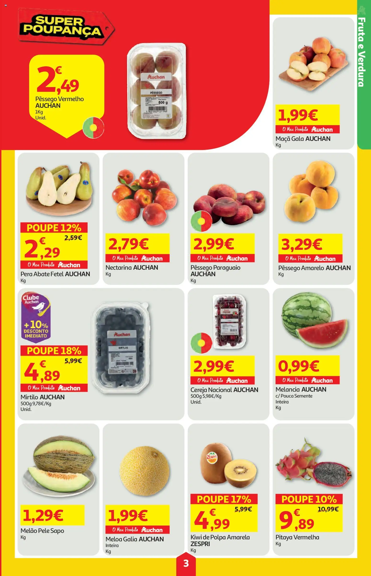Auchan folheto │ válido de 02/07/2026 | Página: 3 | Produtos: Cereja, Melão, Kiwi, Mirtilos
