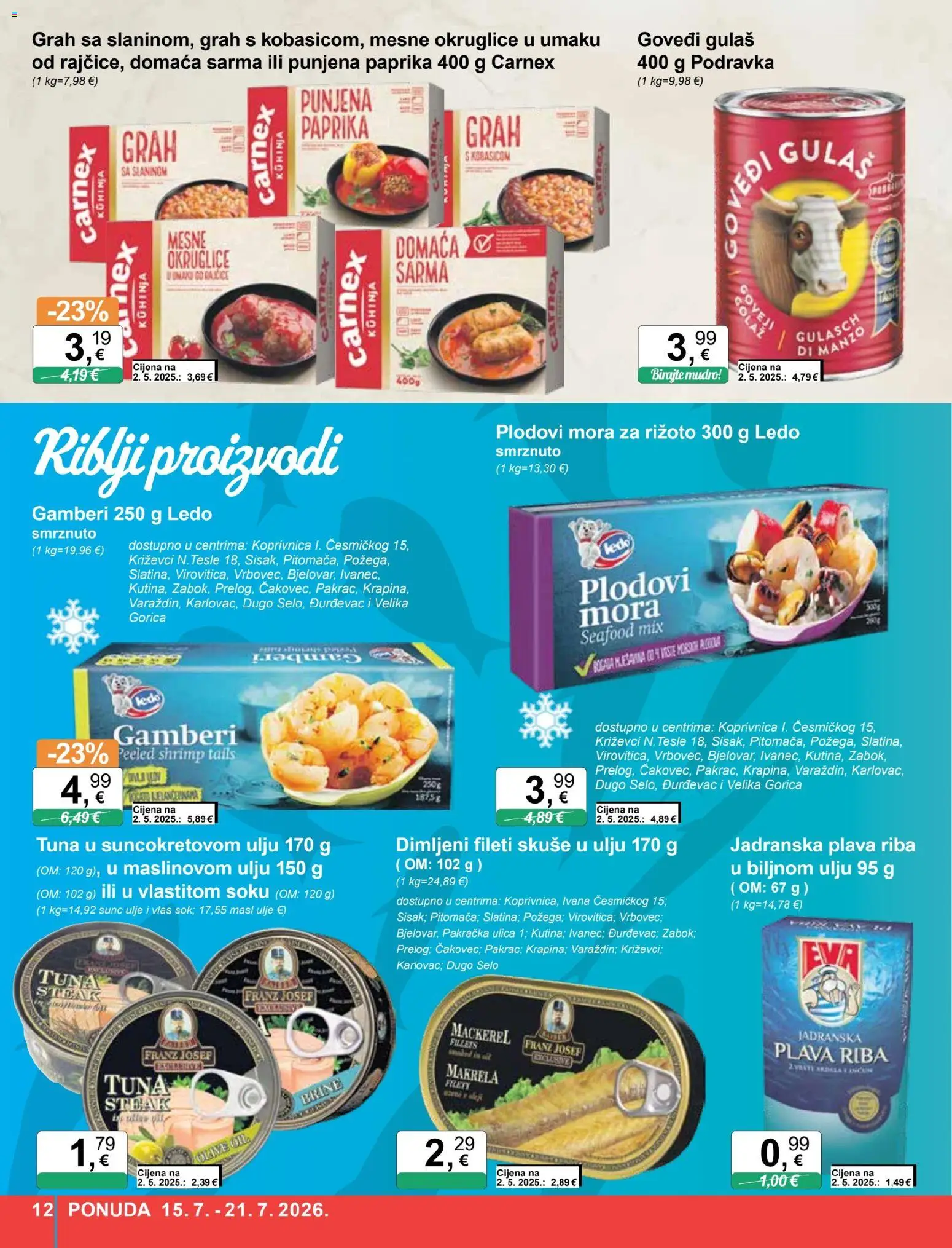 KTC katalog | vrijedi od 15.07.2026 | Stranica: 12 | Proizvodi: Gamberi, Grah, Riba, Tuna