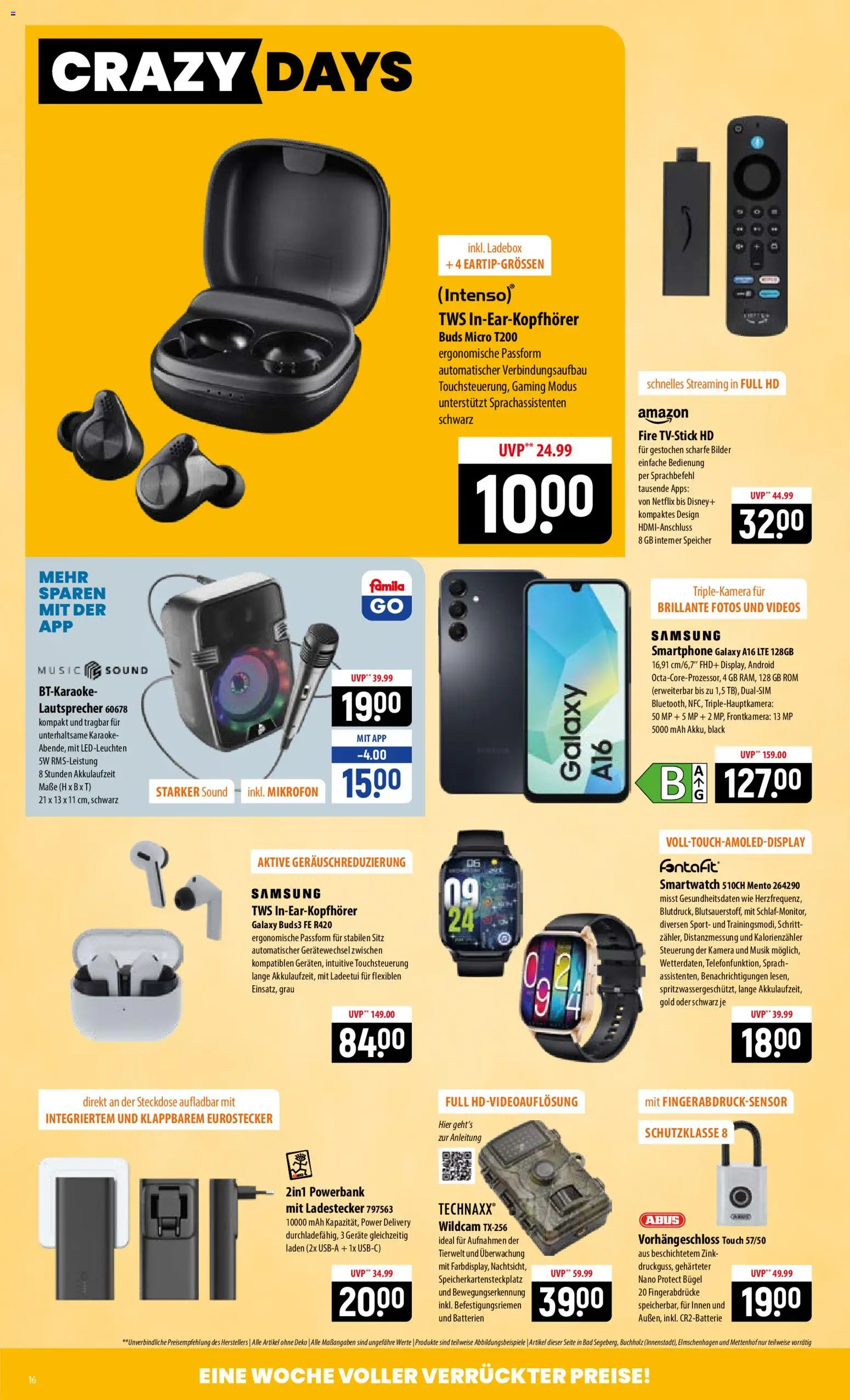 Famila Prospekt – gültig ab 31.08.2026 | Seite: 16 | Produkte: Mikrofon, Smartwatch, Batterien, Samsung