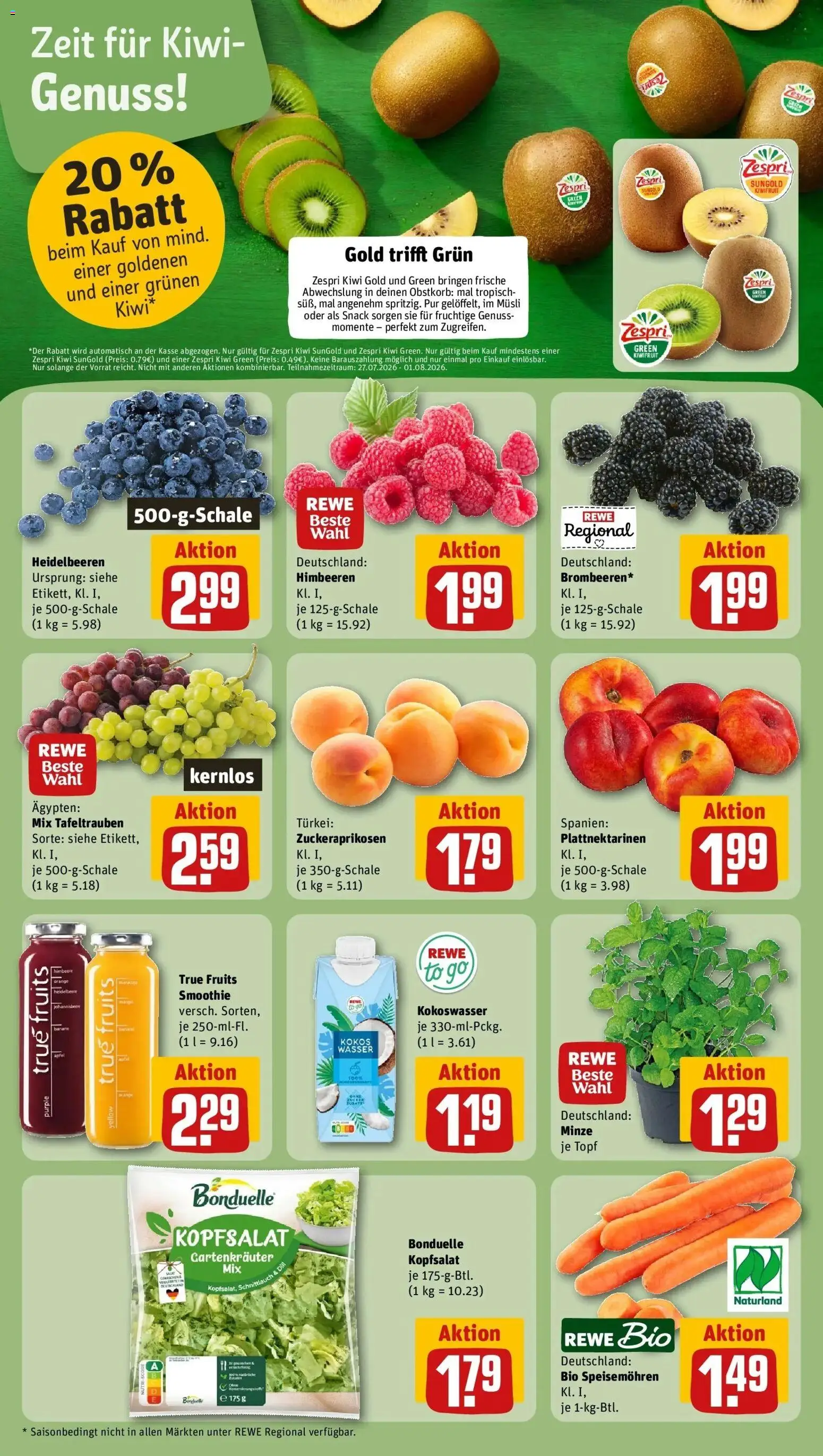 Rewe Prospekt Glottertal – gültig ab 27.07.2026 | Seite: 6 | Produkte: Musli, Äpfel, Heidelbeeren, Kiwi