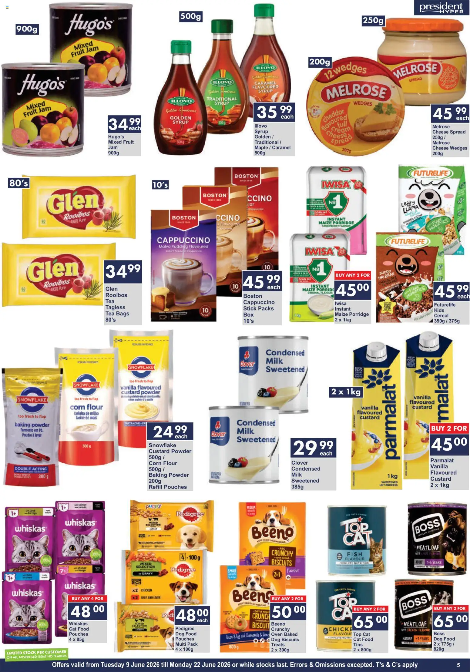 New President Hyper catalogue – valid from 09.06.2026 | Page: 5 | Products: Tea, Stock, Dog food, Caramel