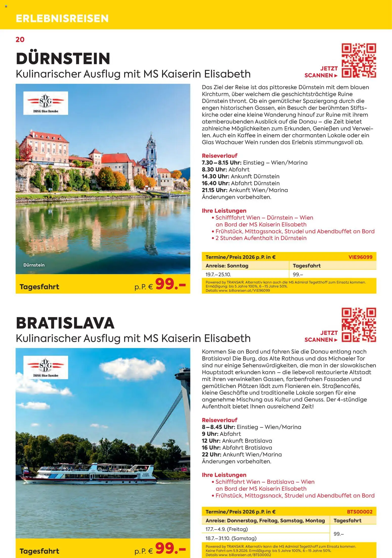 Billa - Billa Reise Kreuzfahrten Rundreise Erlebnisreisen gültig ab 01.07.2026 | Seite: 20 | Produkte: Uhr, Kaffee, Wein