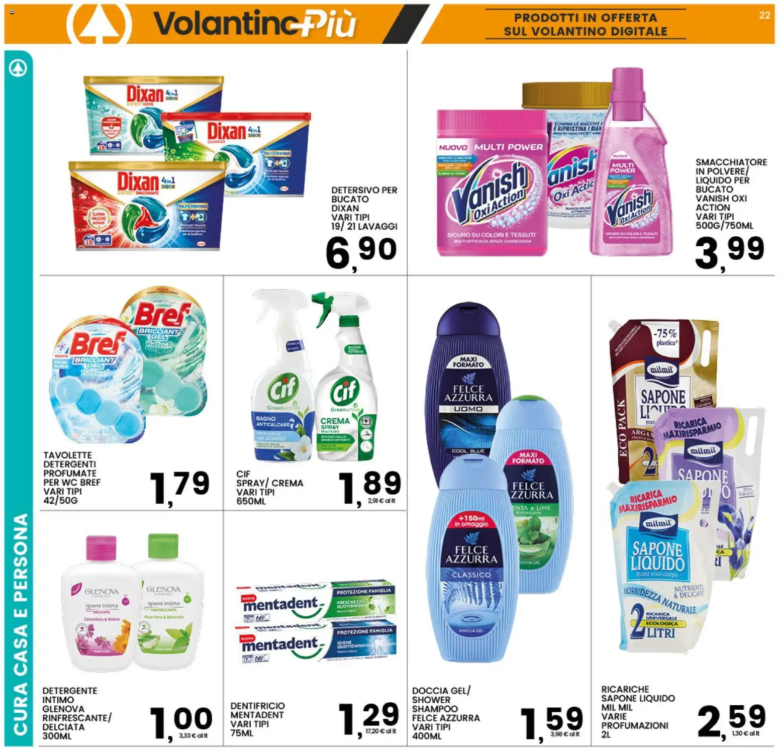 Volantino Interspar del 07.05.2026 | Pagina: 22 | Prodotti: Shampoo, Crema, Detergente, WC
