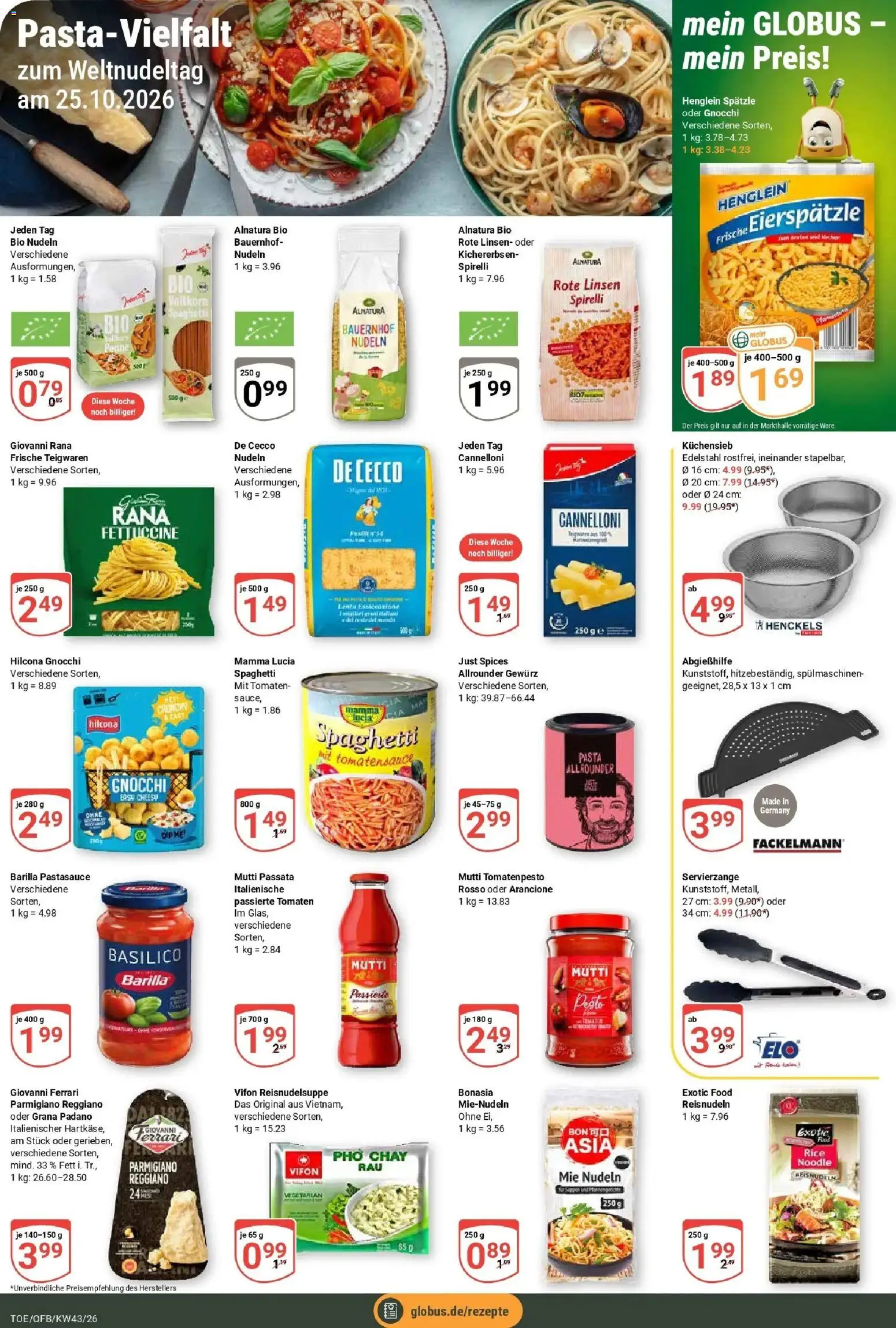Globus Prospekt Tönisvorst (ab 19.10.2026) » Angebote online | Seite: 11 | Produkte: Gnocchi, Barilla, Tomaten, Pasta