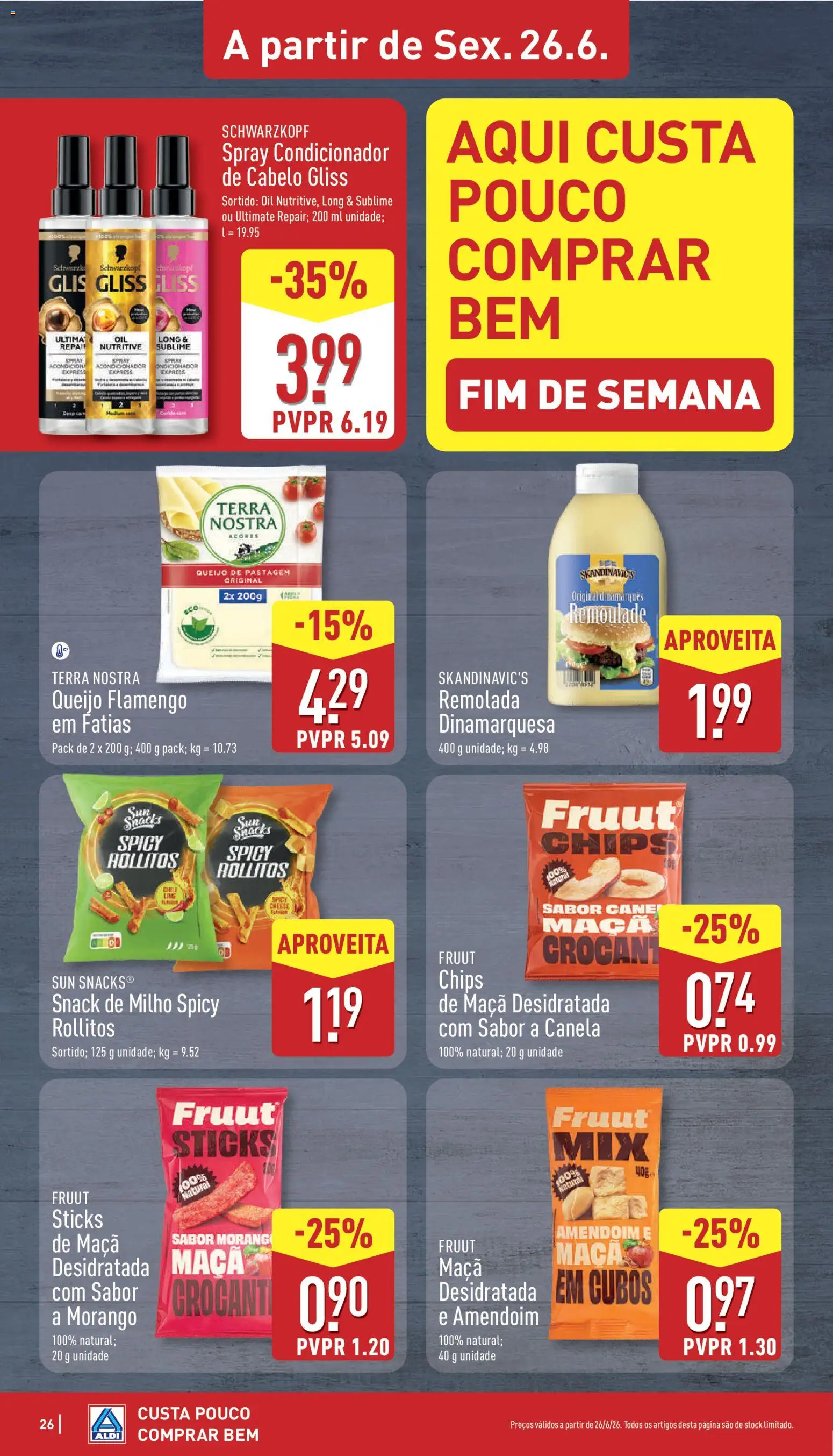 Aldi folheto │ válido de 22.06.2026 | Página: 26 | Produtos: Canela, Queijo, Maça, Milho