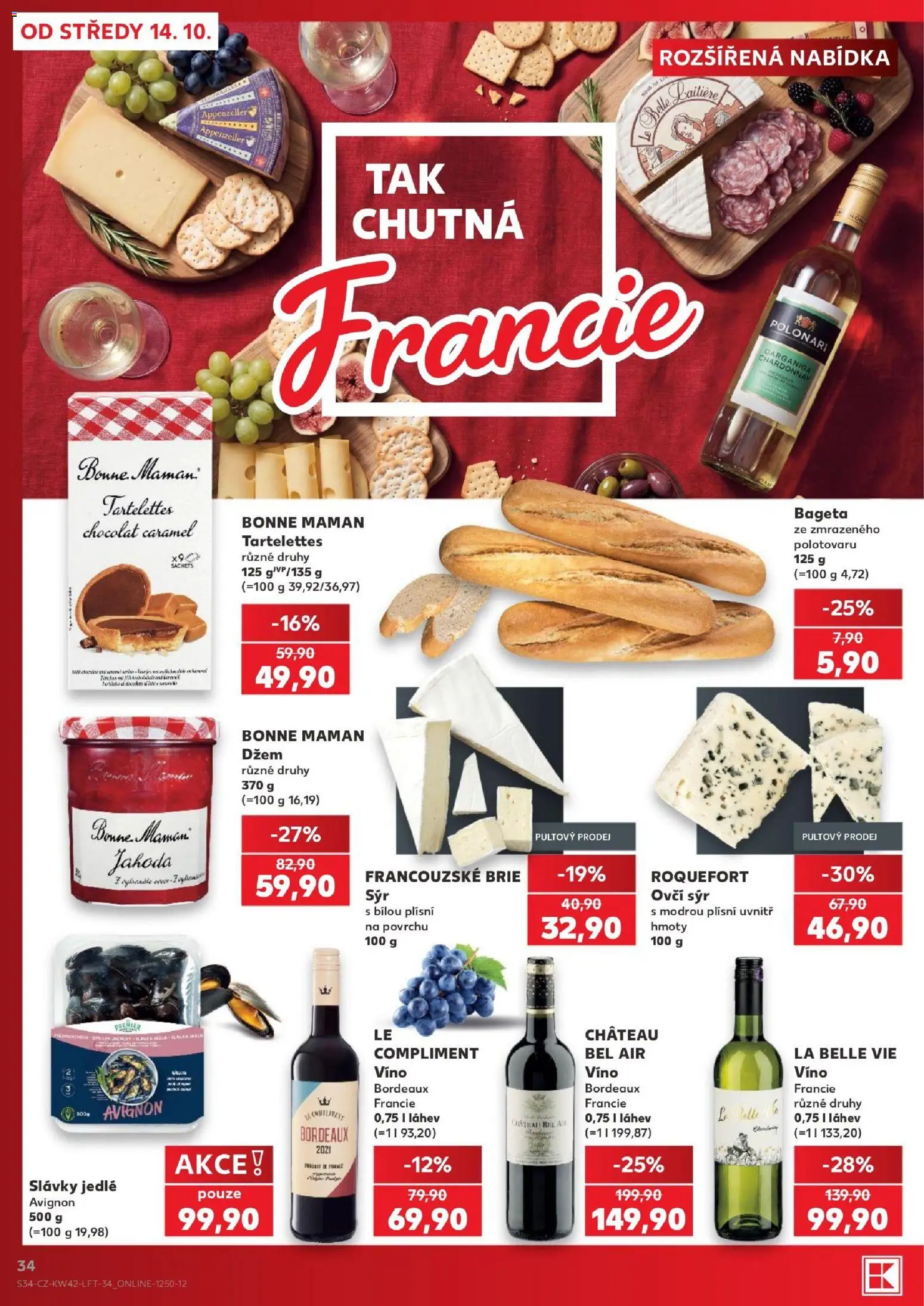 Kaufland leták - Praha 4 od 14.10.2026 | Strana: 34 | Produkty: Sýr, Víno, Brie, Bageta