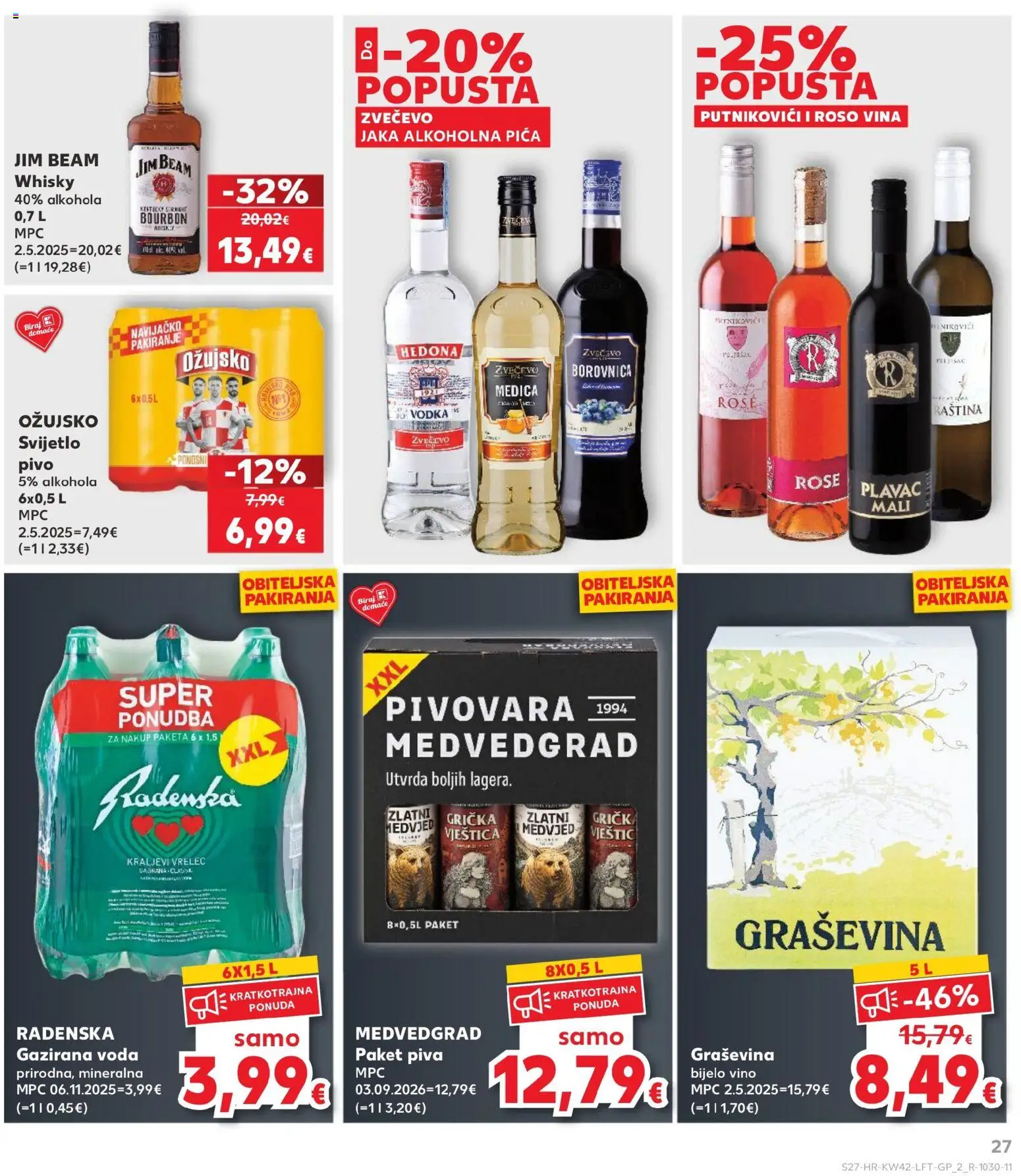 Kaufland katalog | vrijedi od 14.10.2026 | Stranica: 27 | Proizvodi: Alkoholna pića, Jim Beam, Ožujsko, Vodka