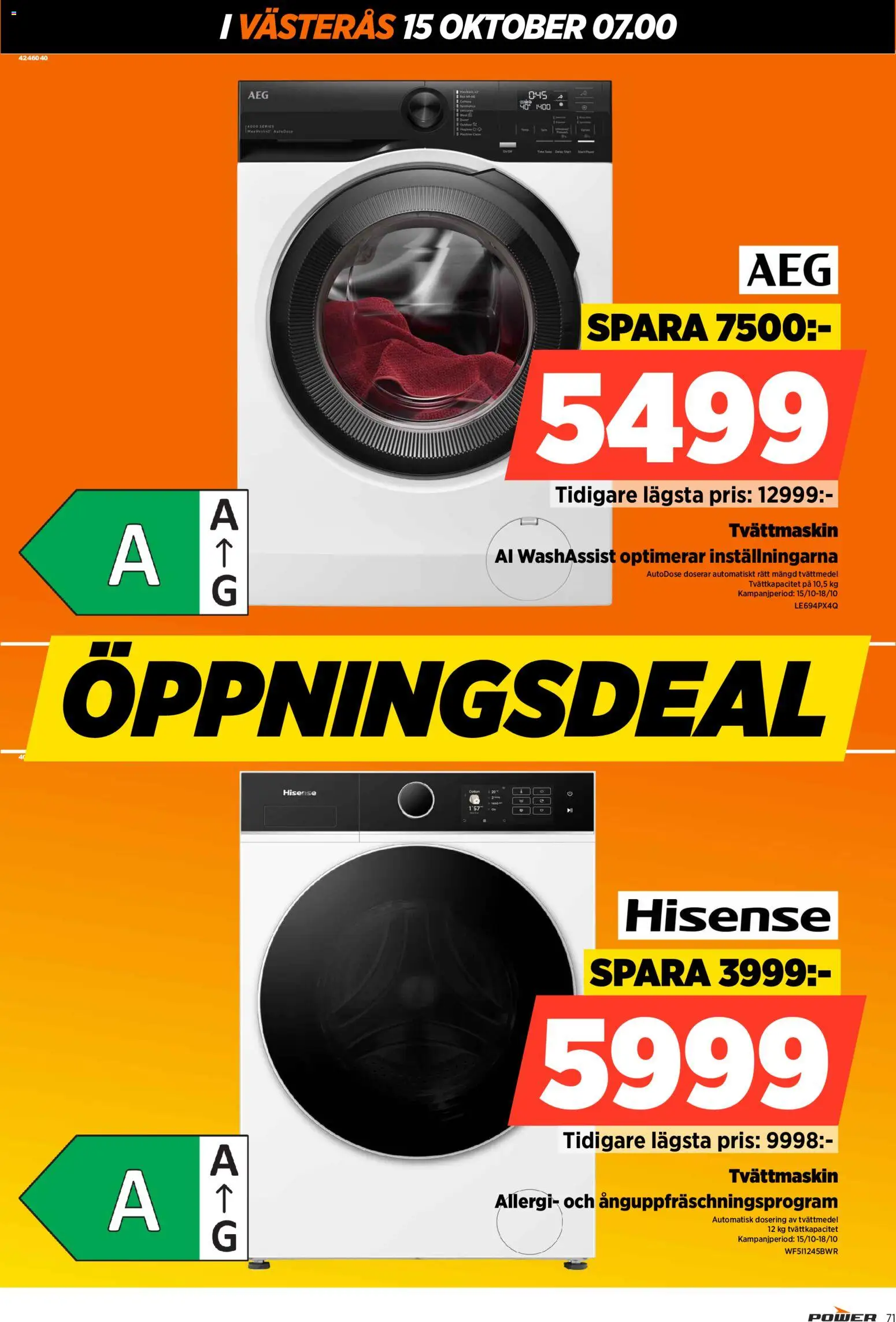 Power reklamblad aktuell från 15/10/2026 | Sida: 71 | Produkter: Tvättmedel, Tvättmaskin