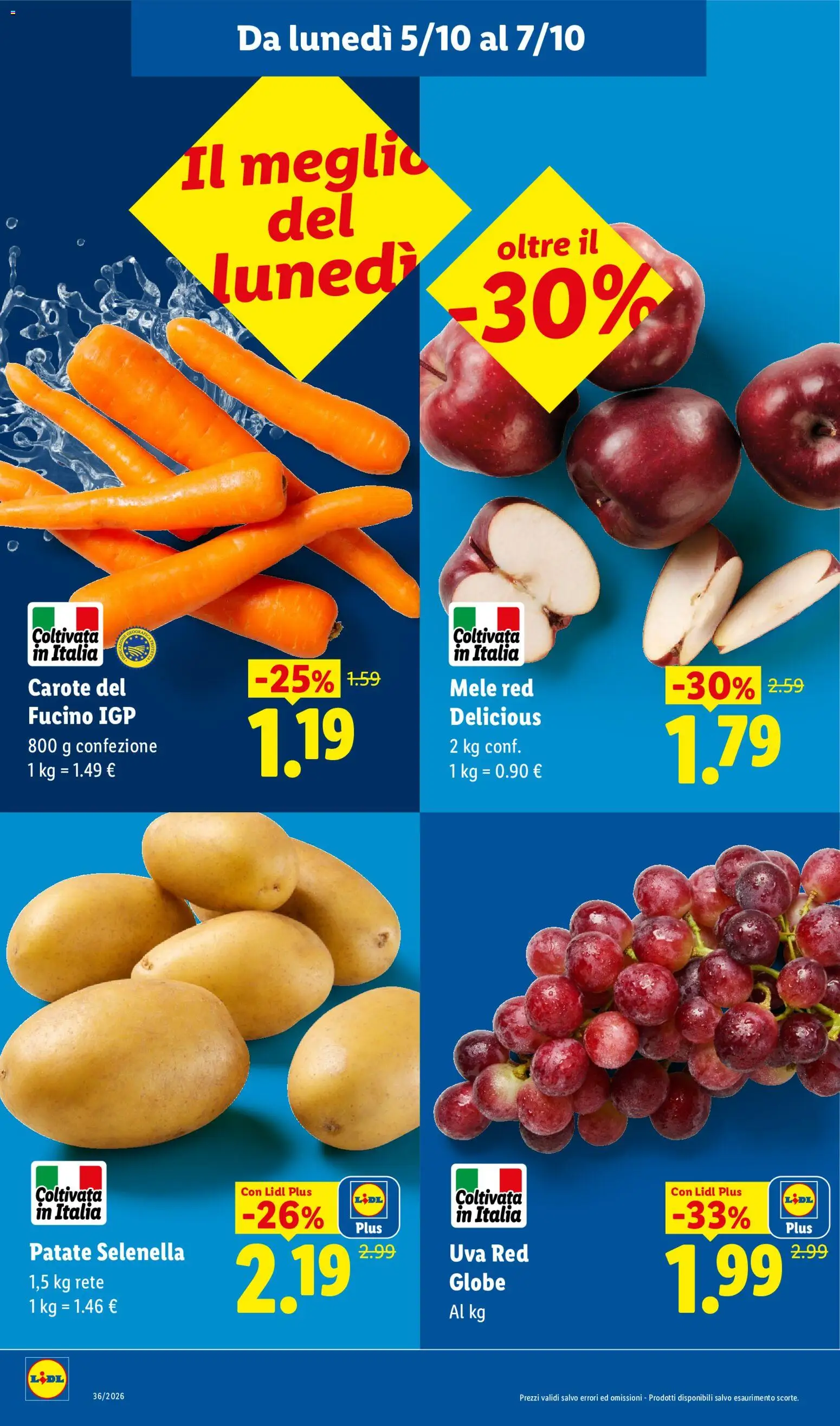 Volantino Lidl del 01/10/2026 | Pagina: 6 | Prodotti: Mele, Patate, Carote, Uva