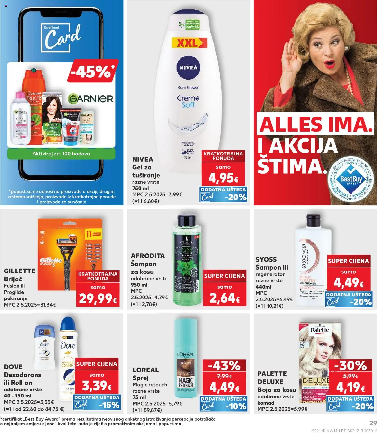 Kaufland katalog | vrijedi od 01.04.2026 | Stranica: 29 | Proizvodi: Roll on, Šampon, Regenerator, Dezodorans