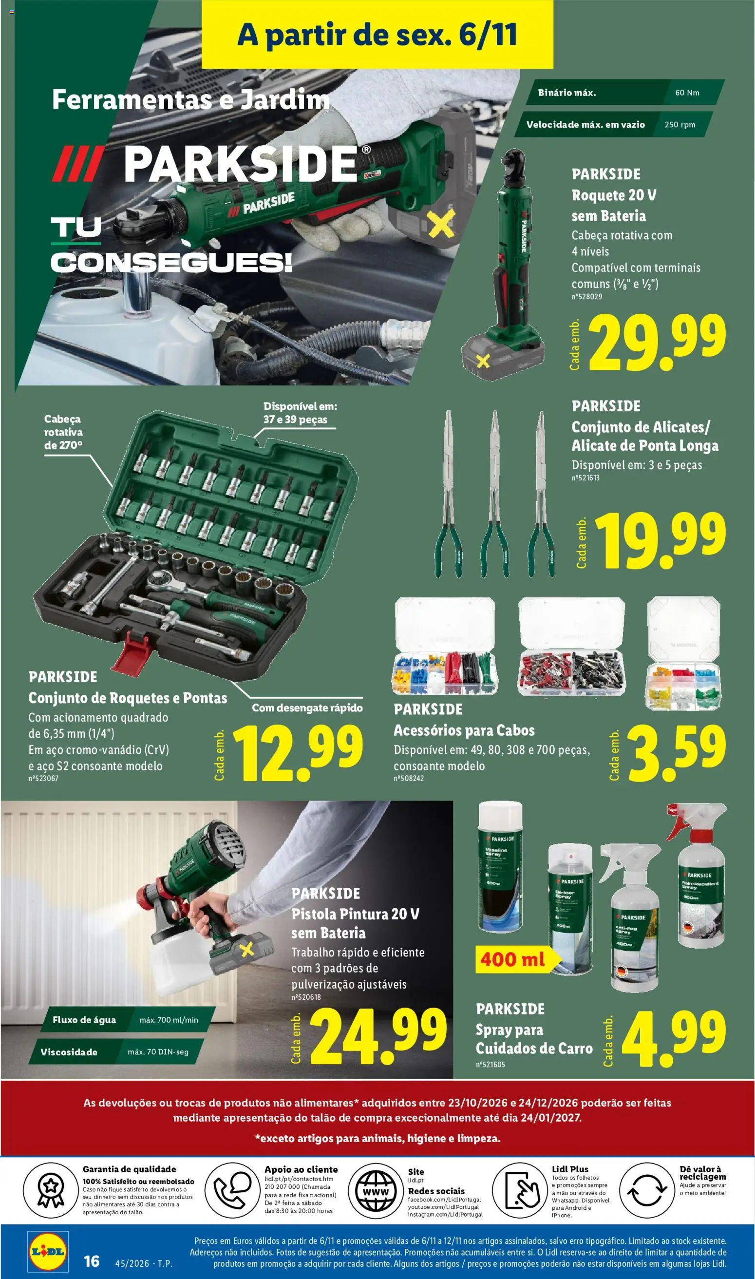 Lidl Promoções Fim de Semana │ válido de 06/11/2026 | Página: 16 | Produtos: Agua, Alicate, Ferramentas, Bateria