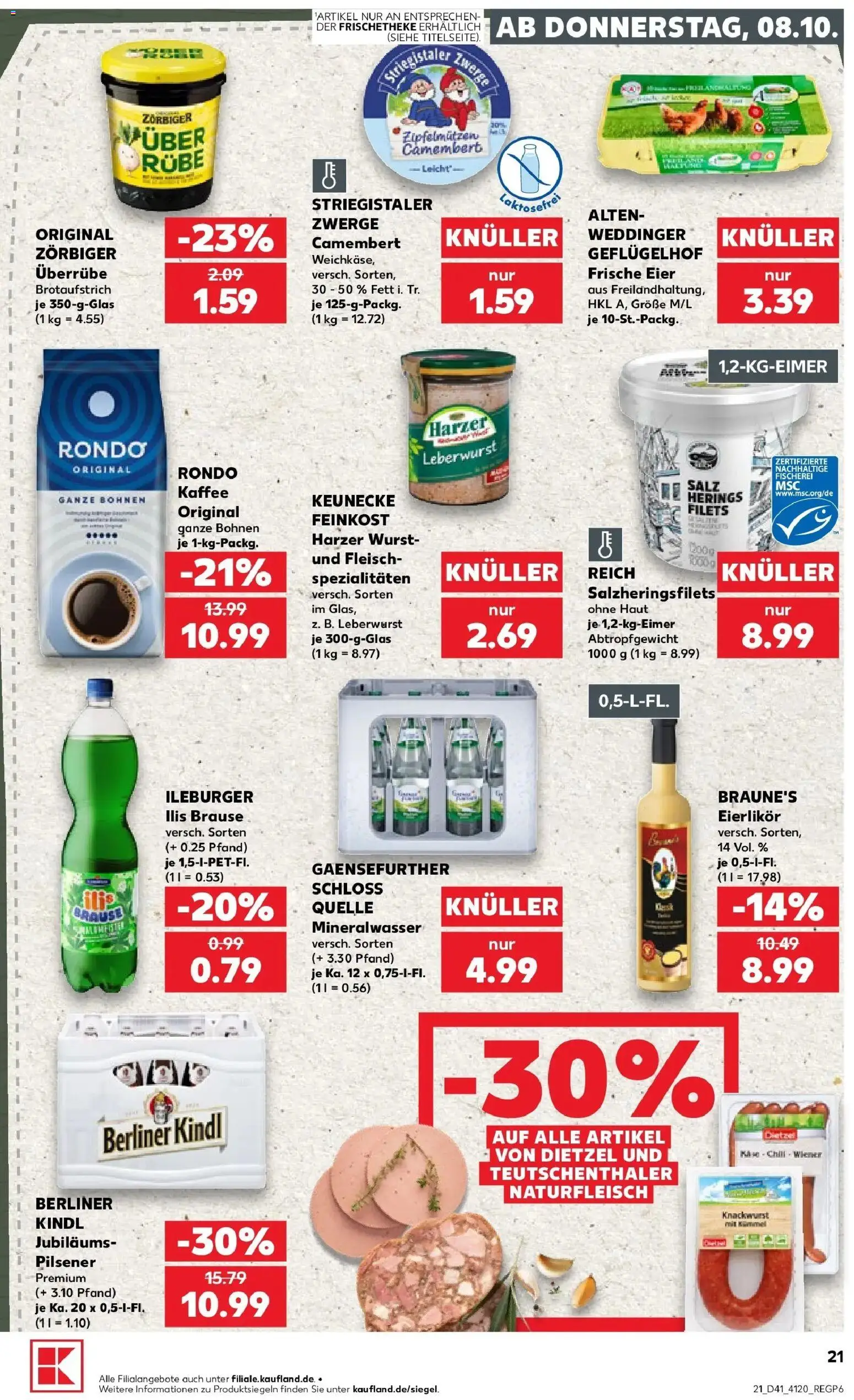 Prospekt Kaufland ab 08.10.2026 » Angebote Online zum Blättern | Seite: 21 | Produkte: Kaffee, Spezialitäten, Mineralwasser, Fleisch