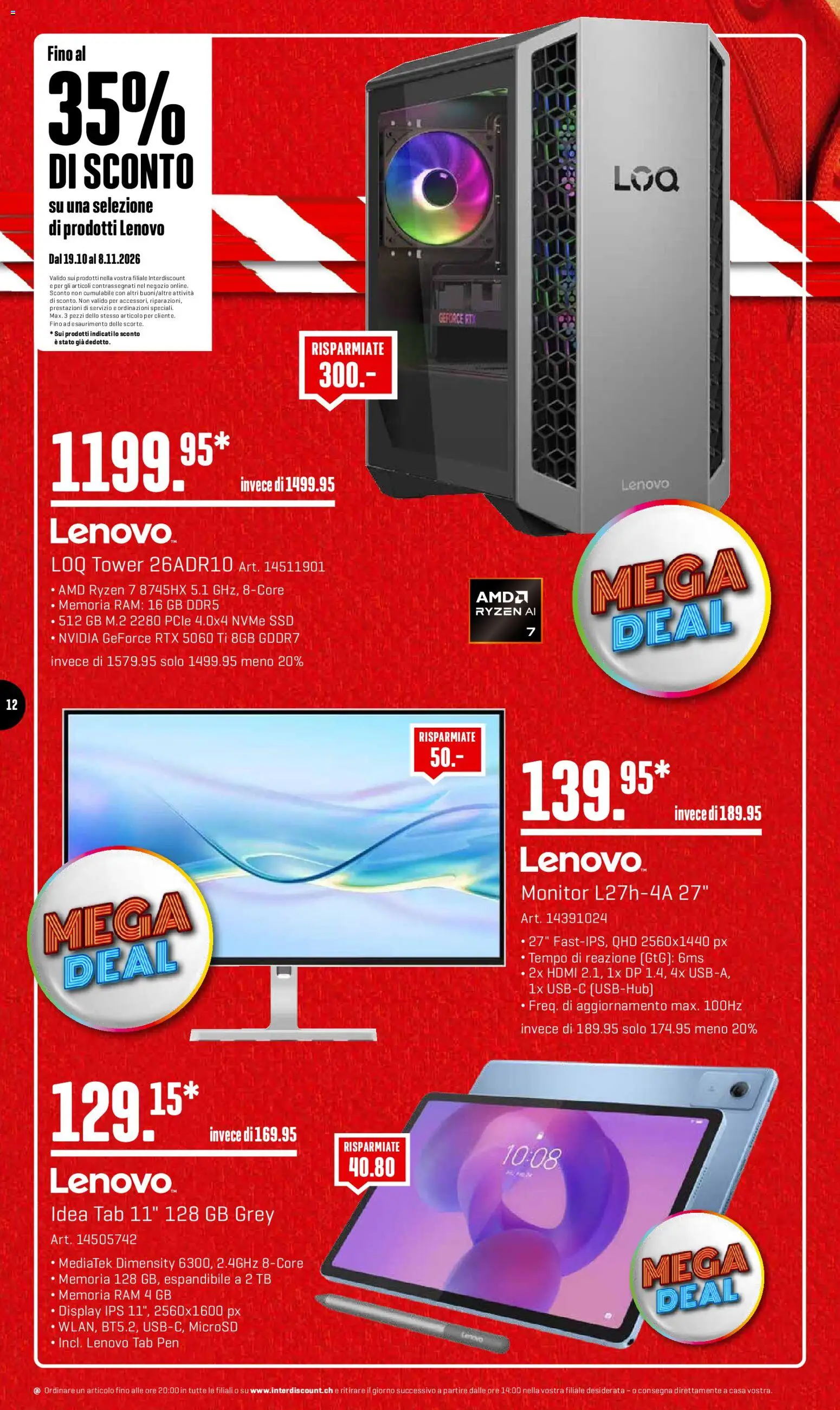 Interdiscount aktionen IT – gültig ab 19.10.2026 | Seite: 12 | Produkte: Monitor, Lenovo