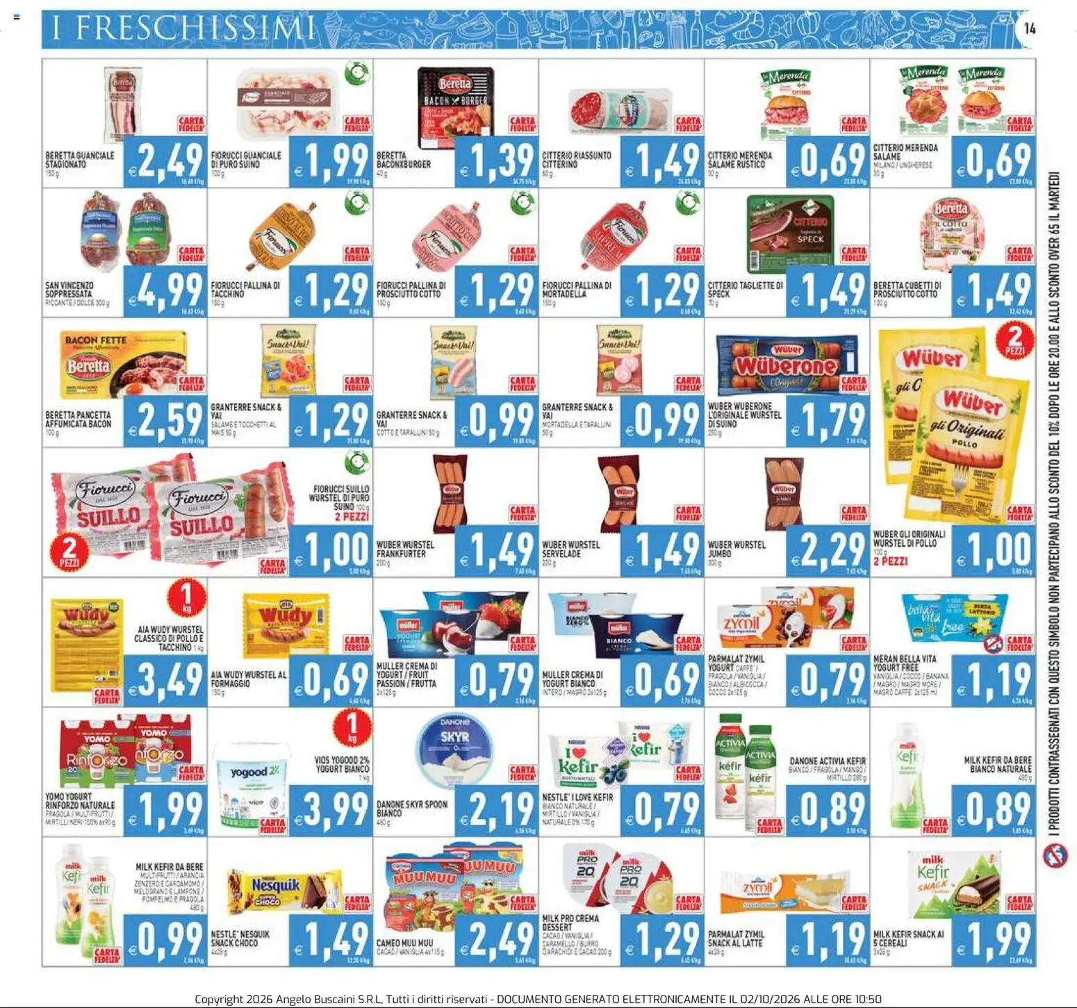 Volantino PIM Supermercati del 02/10/2026 | Pagina: 14 | Prodotti: Speck, Crema, Caffè, Mais