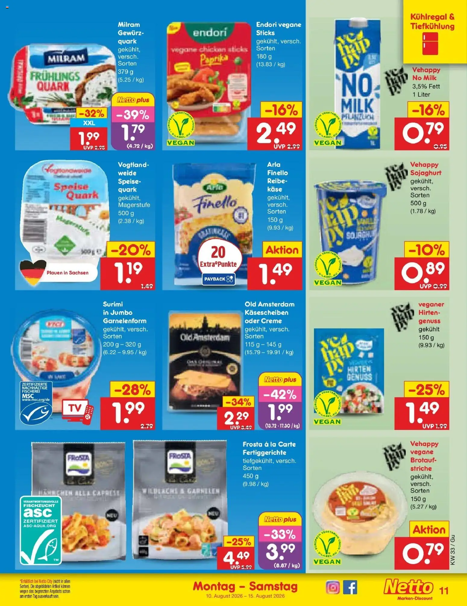 Netto Marken-Discount Prospekt Augustusburg (ab 10.08.2026) » Angebote | Seite: 11 | Produkte: Quark, Frosta, Paprika, Fertiggerichte