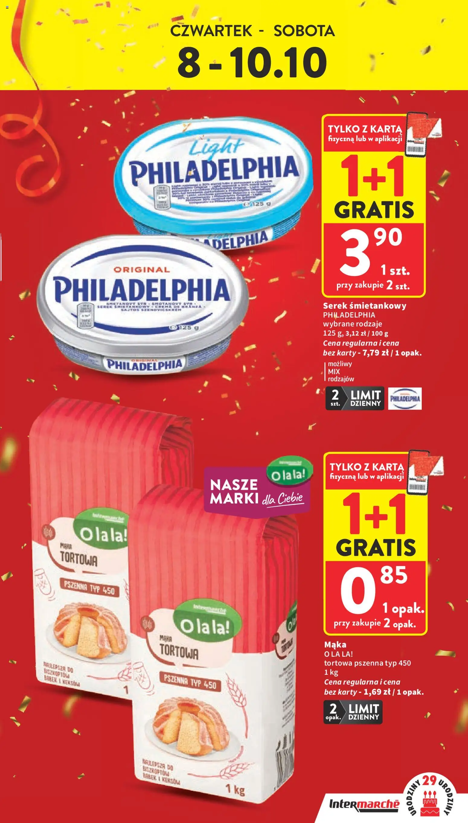 Intermarche gazetka od 08.10.2026 | Strona: 3 | Produkty: Serek śmietankowy, Serek, Serek śmietankowy philadelphia, Mąka