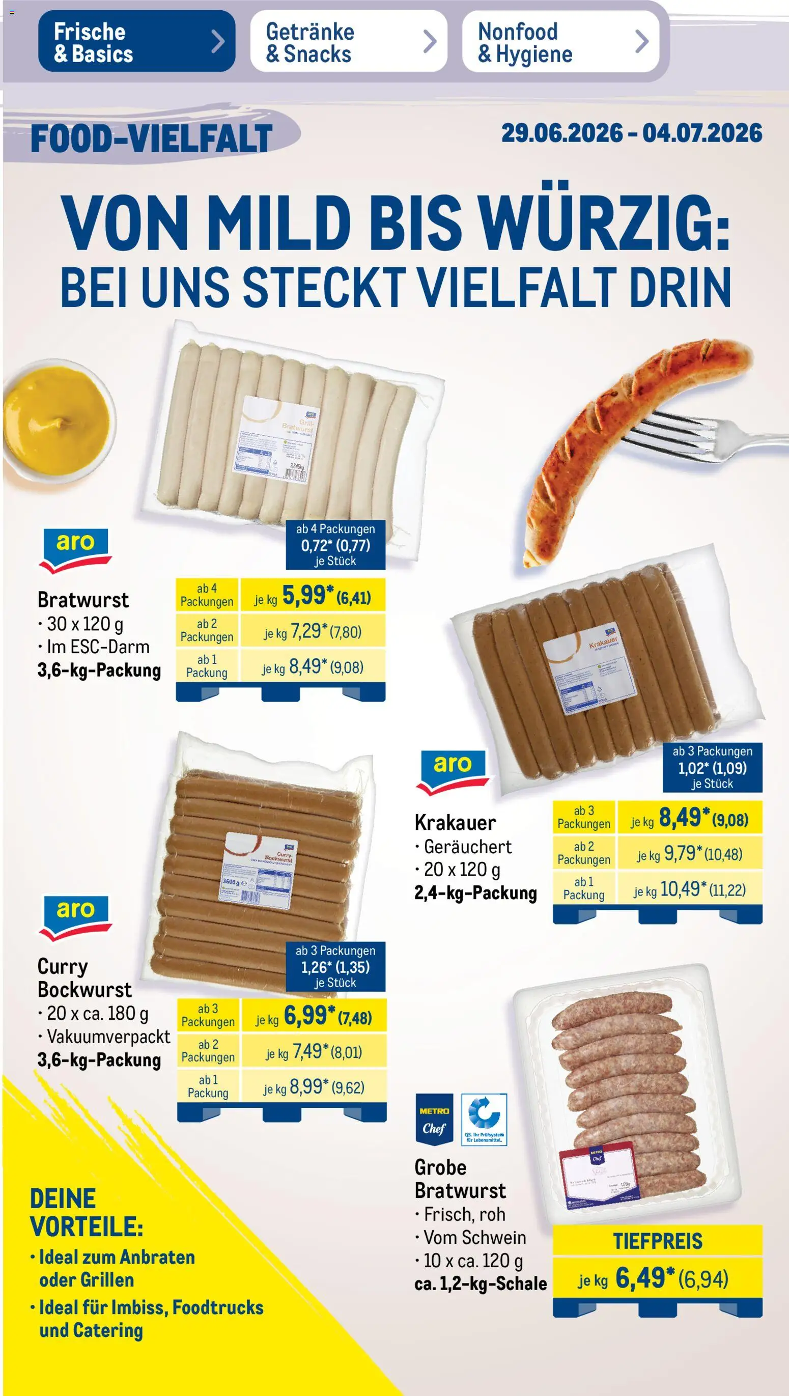 Metro Non Food & Hygiene – gültig ab 29.06.2026 | Seite: 42 | Produkte: Bockwurst, Grill, Bratwurst