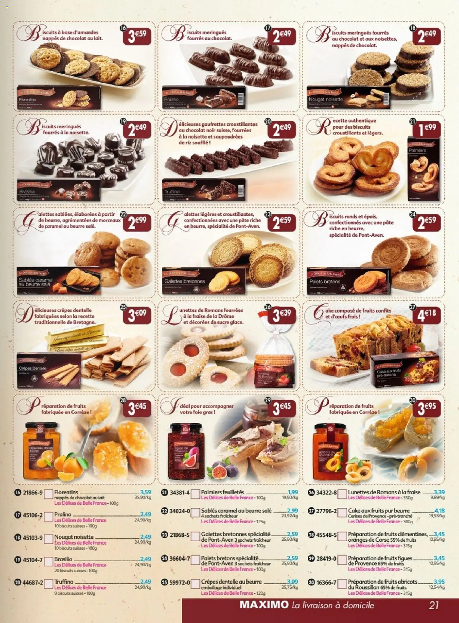 {H1} | Page: 21 | Produits: Base, Lait, Chocolat, Oranges